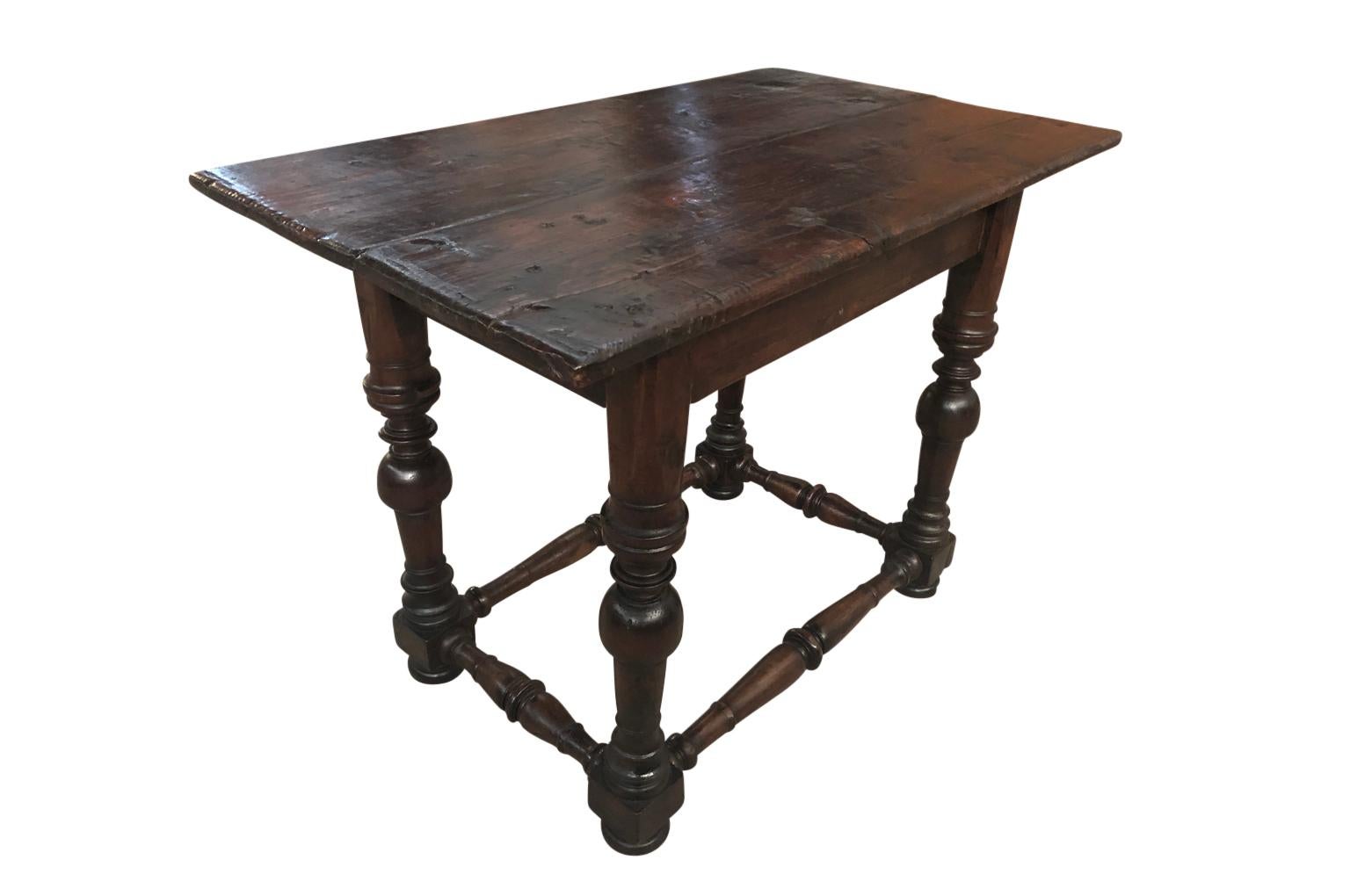 Pine Italian Louis XIII Style Side Table