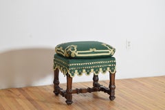 Italian Louis XIV Period Carved Walnut & Upholstered Bench, ca. 1715