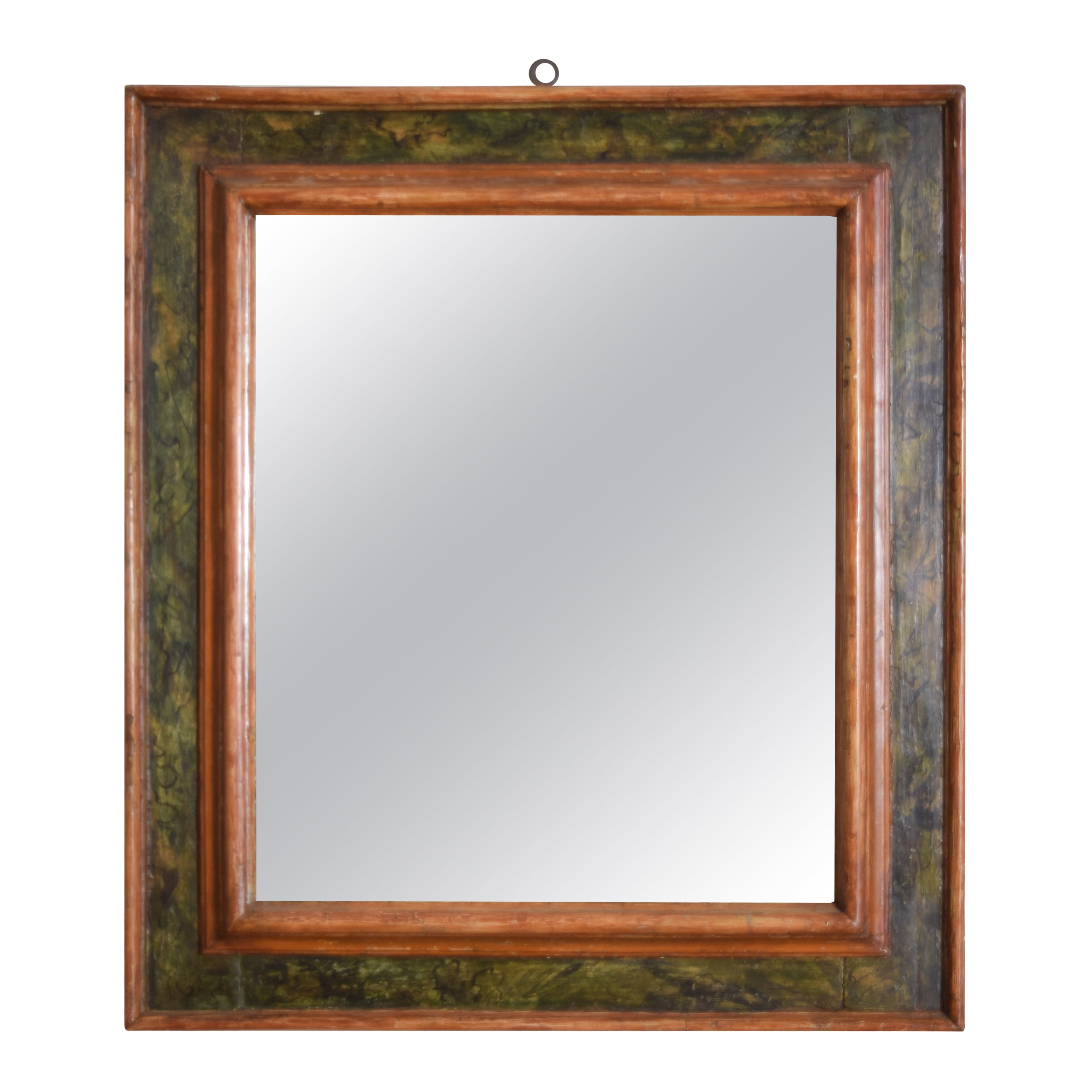 Italian Louis XIV Period Faux Marble Painted Mirror, early 1st quarter 18th cen. For Sale