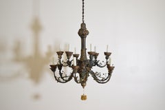 Italian Louis XIV Period Painted Wood & Papier Mache’ 12-light Chandelier, 18thc