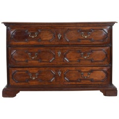 Italian Louis XIV Period Walnut 3-Drawer Commode, Last Quarter of 18th Century