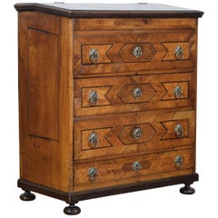 Italian Louis XIV Period Walnut and Inlaid Four-Drawer Commode, circa 1725