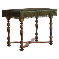 Italian Louis XIV Period Walnut 
Ebonized Table, Velvet Top, Early 18th Century