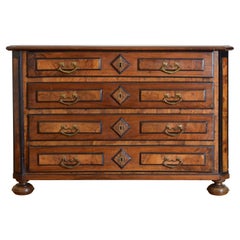 Italian Louis XIV Style Walnut & Burl Walnut 3-Drawer Commode, mid 19th century