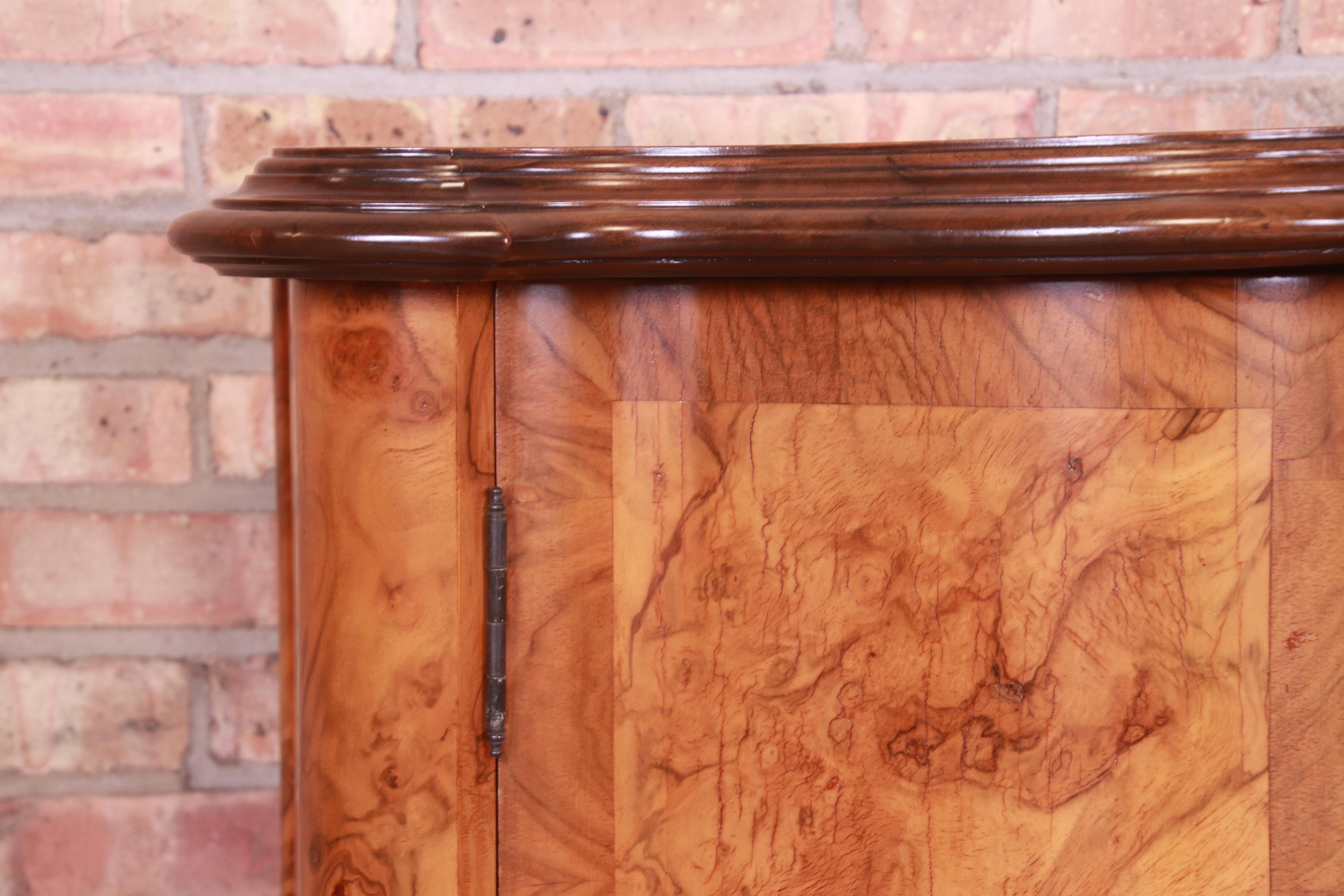 Italian Louis XV Burl Wood Sideboard or Bar Cabinet, Newly Refinished 8