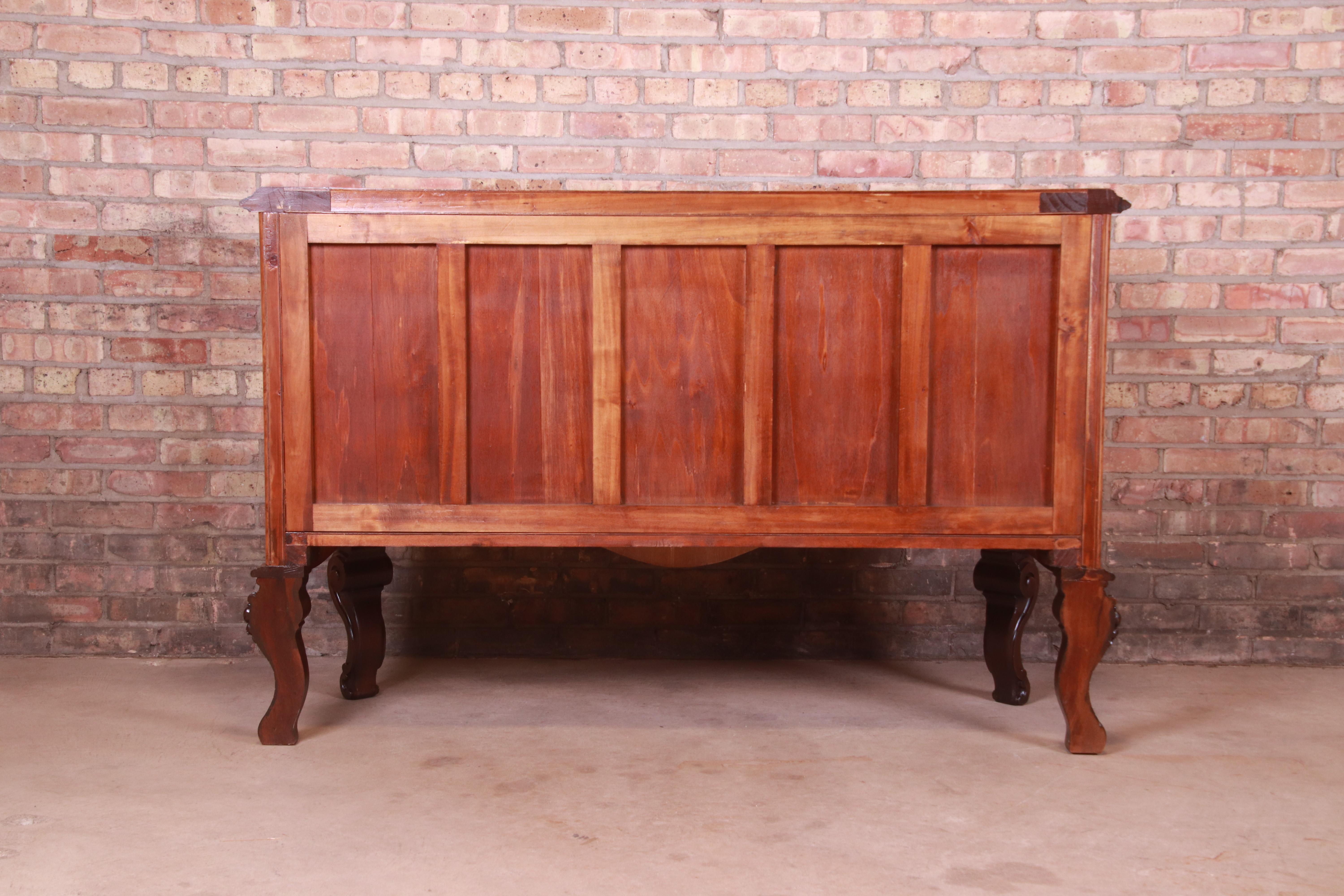 Italian Louis XV Burl Wood Sideboard or Bar Cabinet, Newly Refinished 11