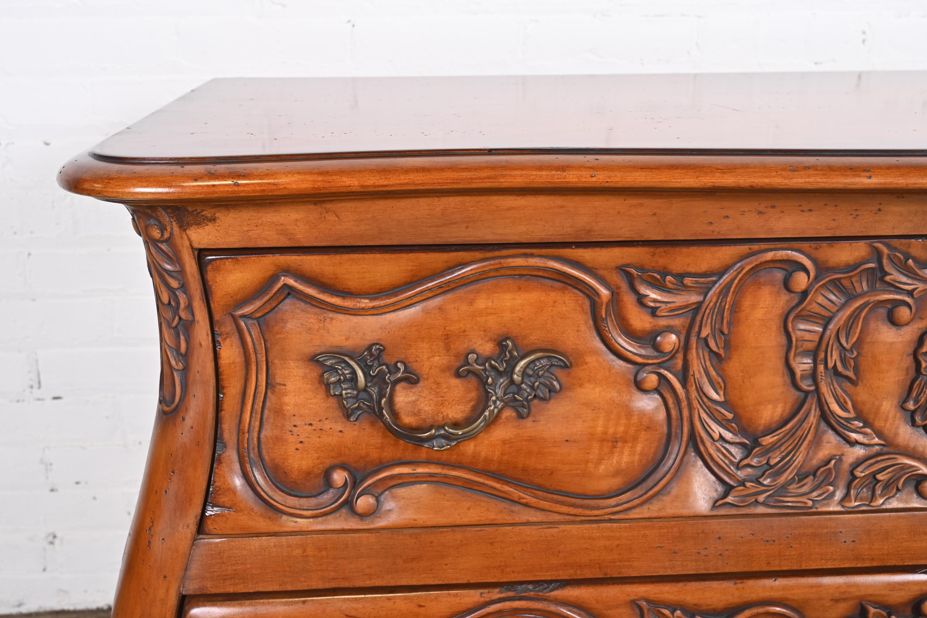 Italian Louis XV Carved Cherry Wood Commode or Bombay Chest For Sale 5