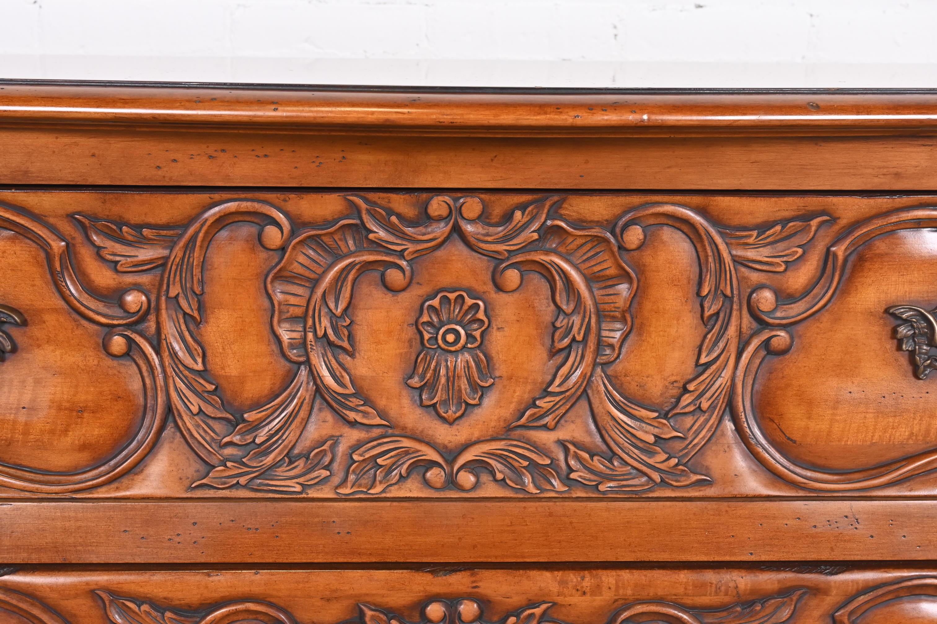 Italian Louis XV Carved Cherry Wood Commode or Bombay Chest For Sale 6