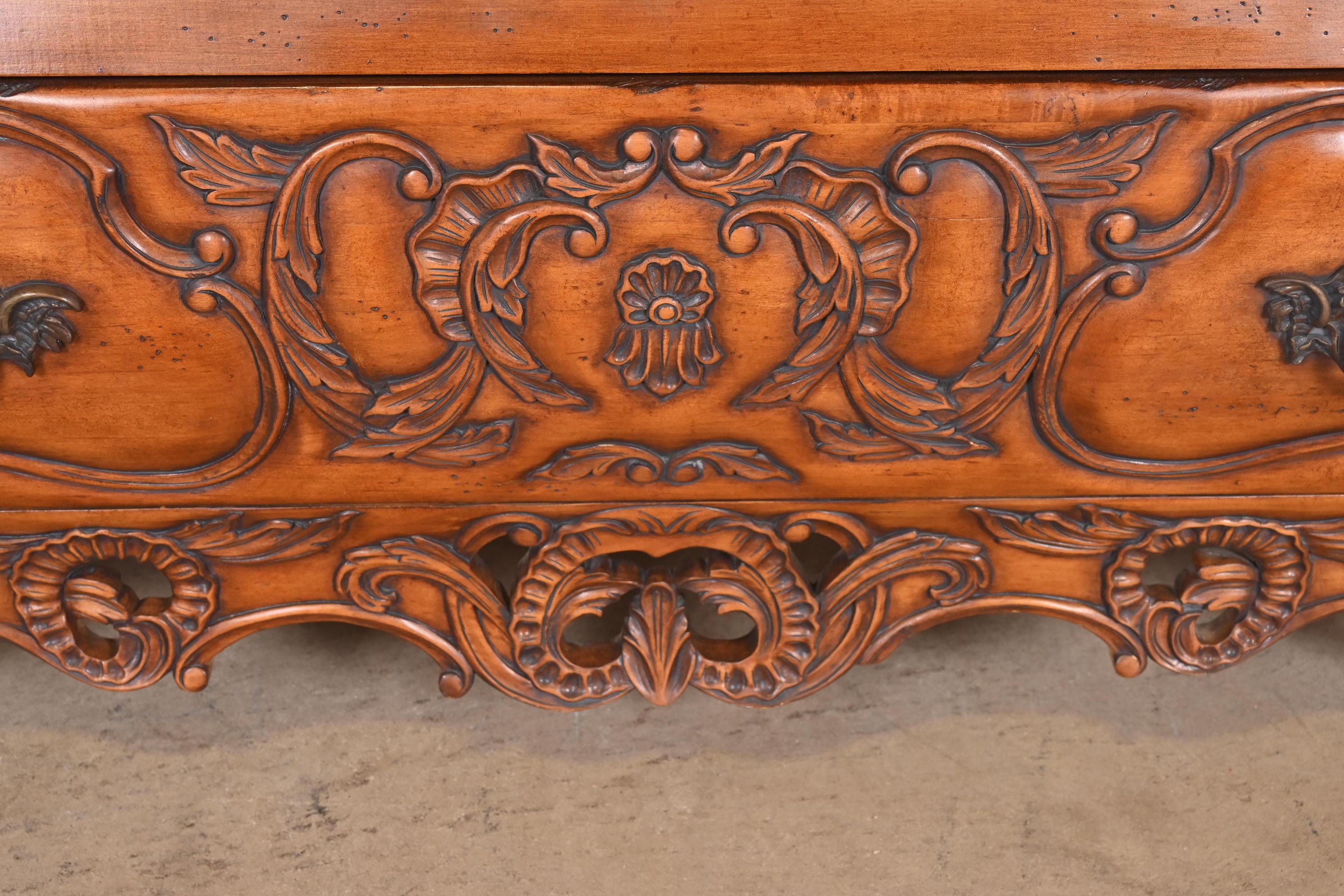 Italian Louis XV Carved Cherry Wood Commode or Bombay Chest For Sale 7