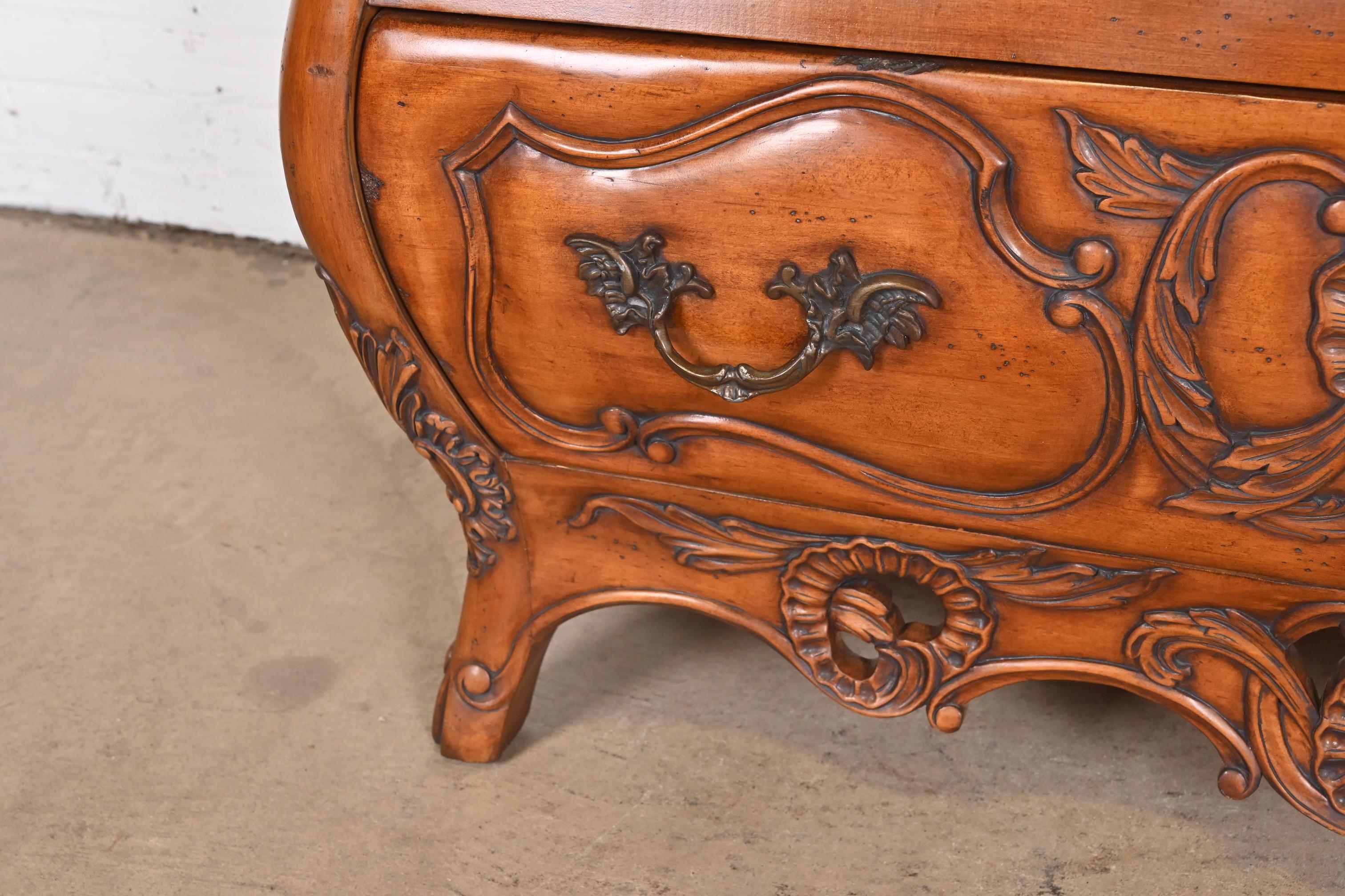 Italian Louis XV Carved Cherry Wood Commode or Bombay Chest For Sale 8