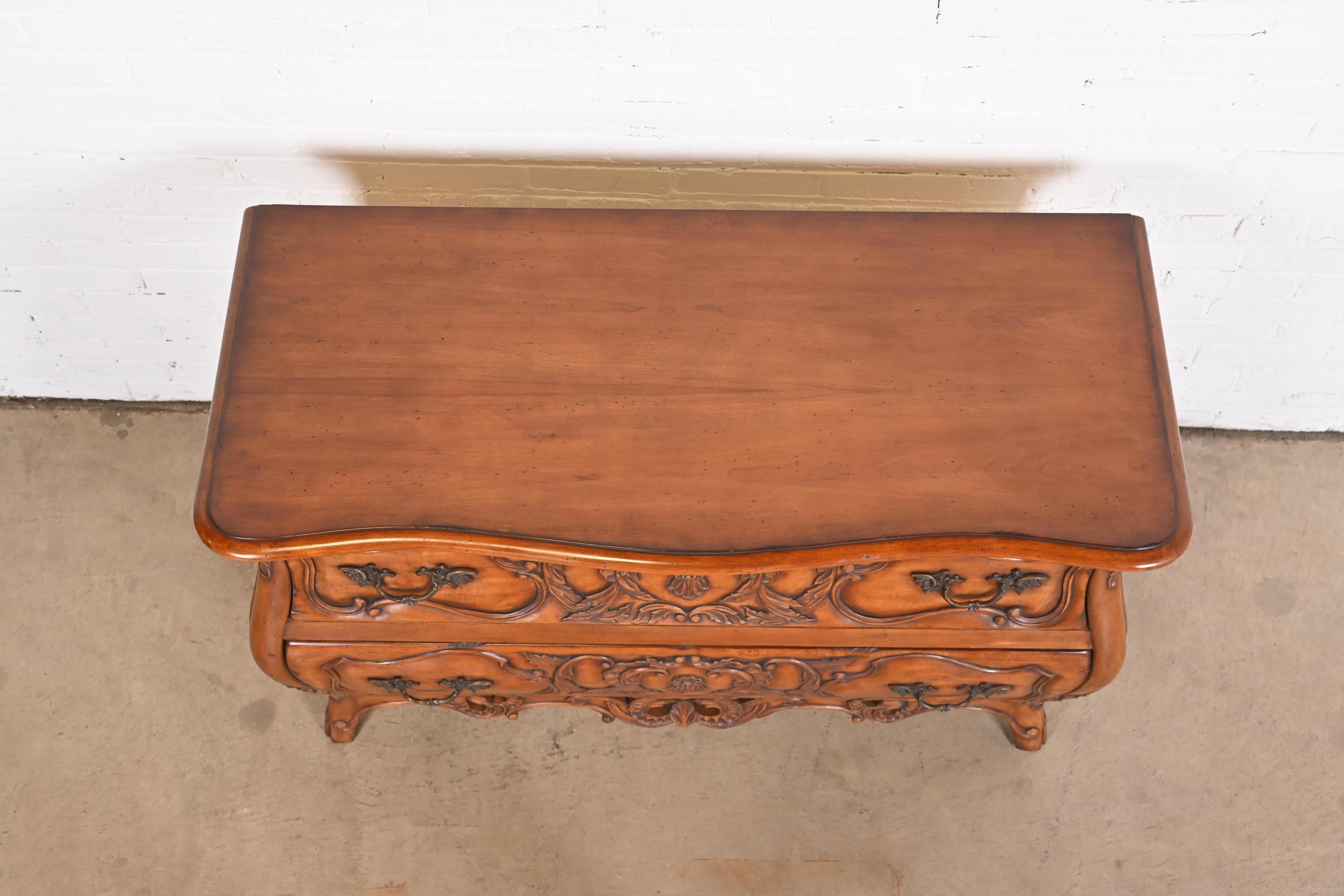Italian Louis XV Carved Cherry Wood Commode or Bombay Chest For Sale 9