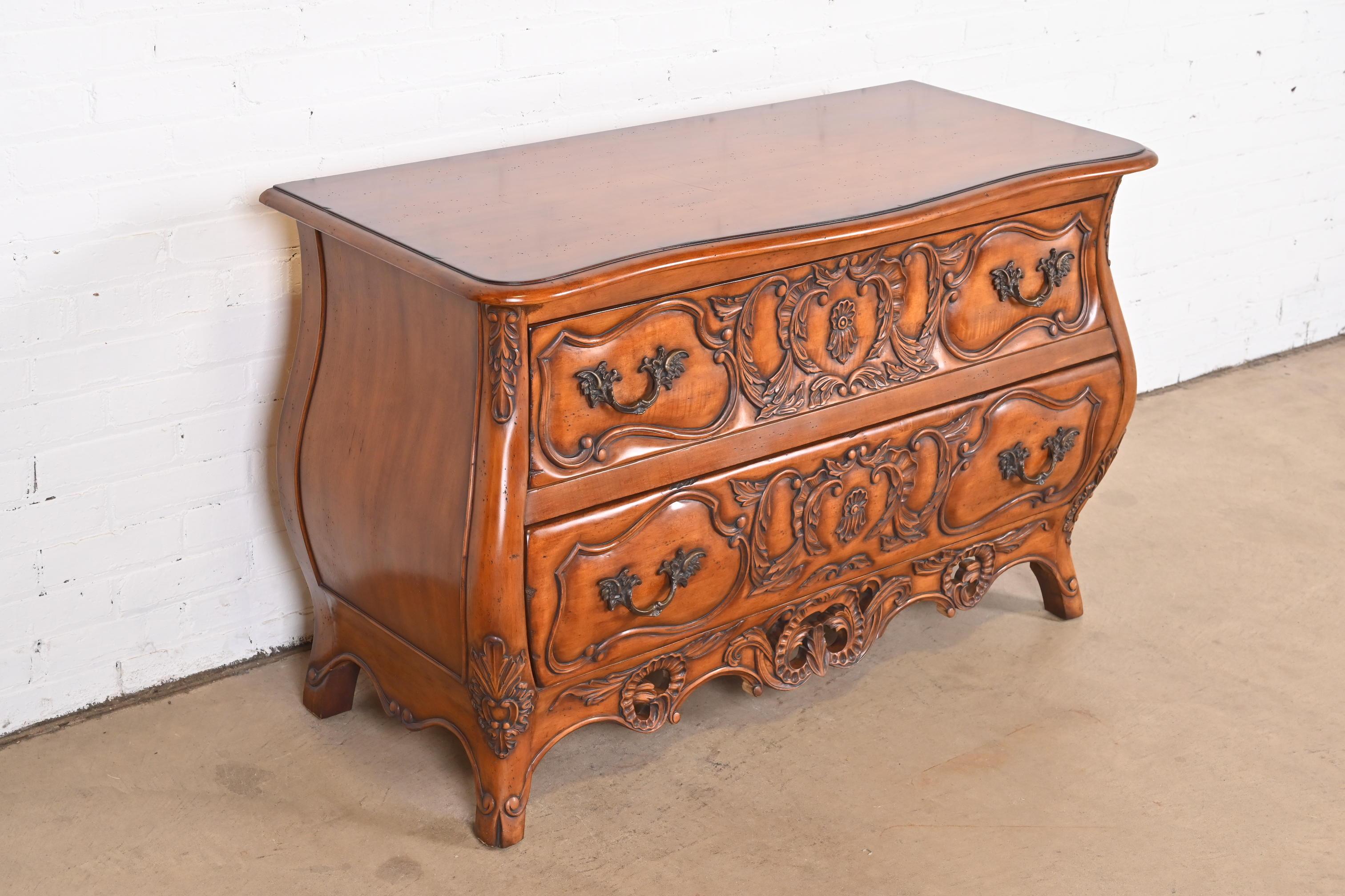 Italian Louis XV Carved Cherry Wood Commode or Bombay Chest For Sale 1
