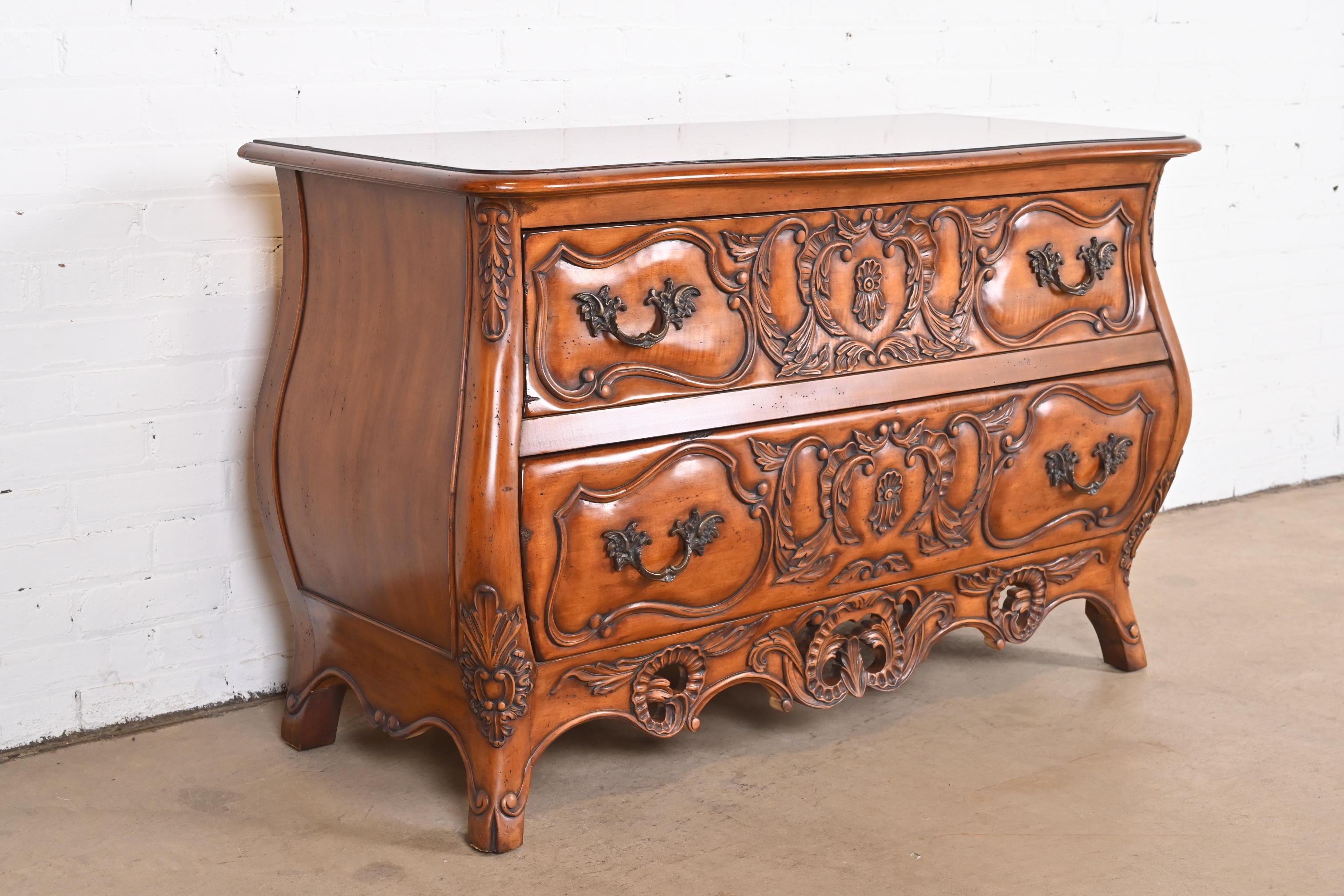 Italian Louis XV Carved Cherry Wood Commode or Bombay Chest For Sale 2