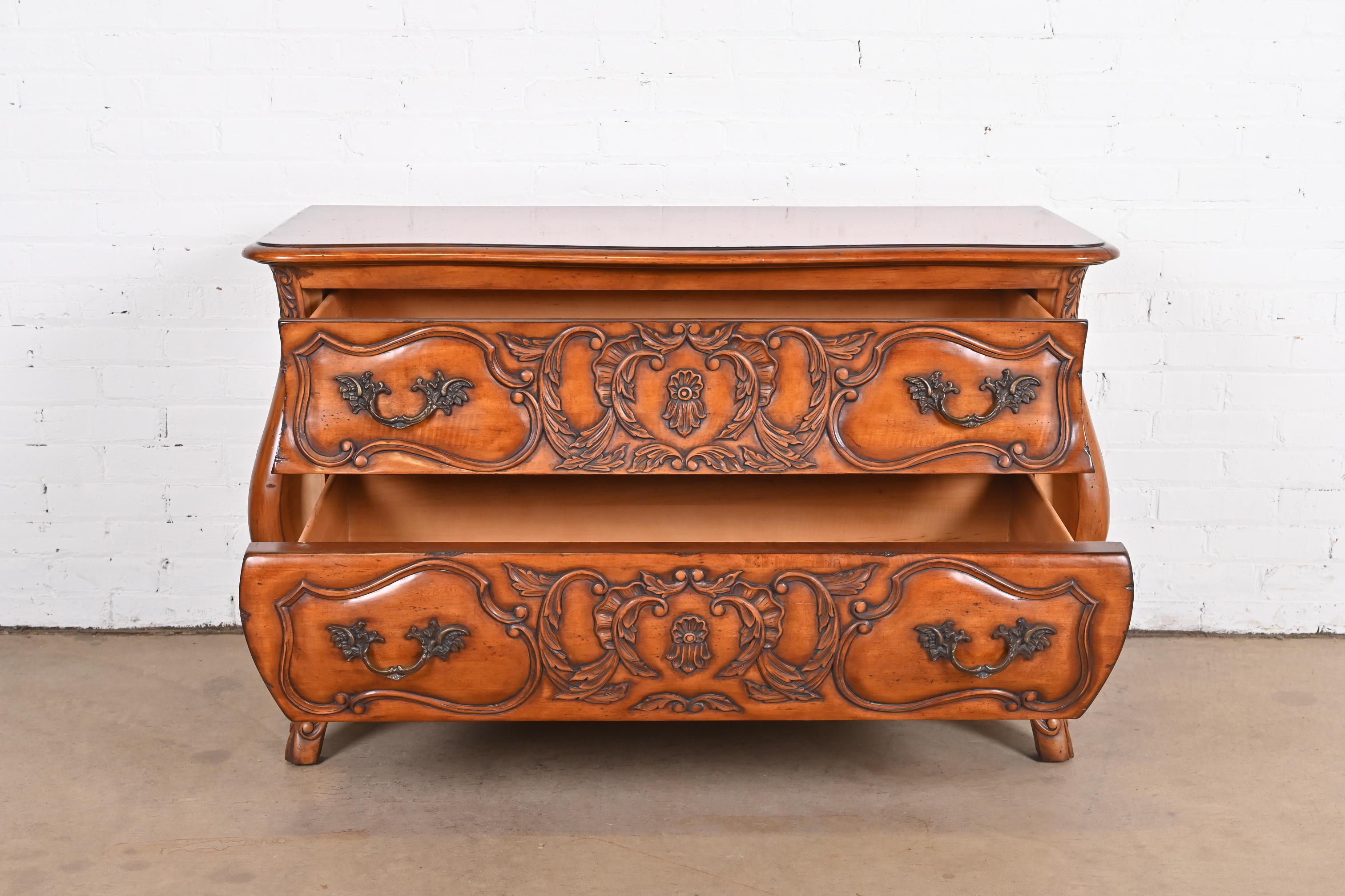 Italian Louis XV Carved Cherry Wood Commode or Bombay Chest For Sale 4