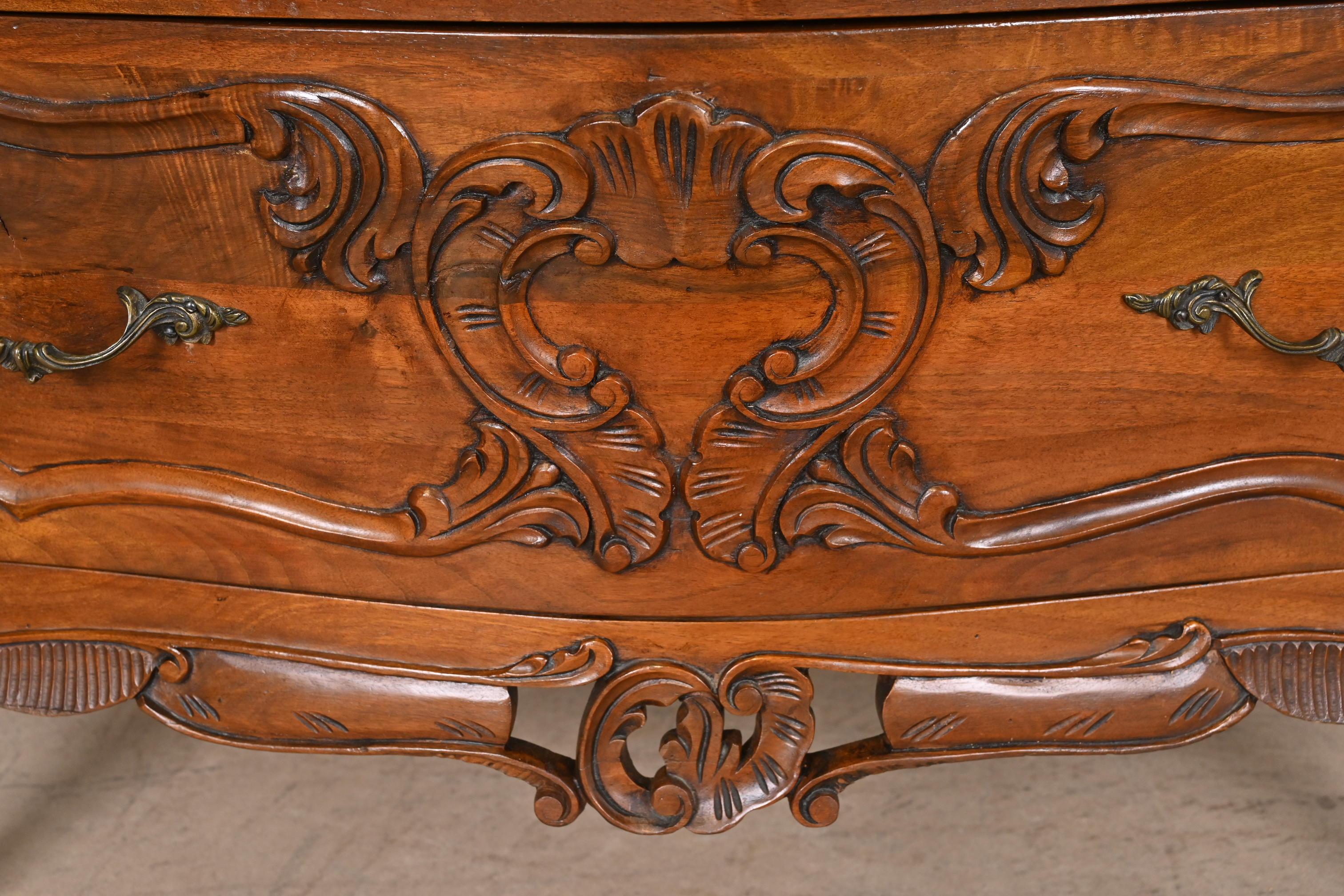 Italian Louis XV Carved Walnut Commode or Bombay Chest of Drawers For Sale 6