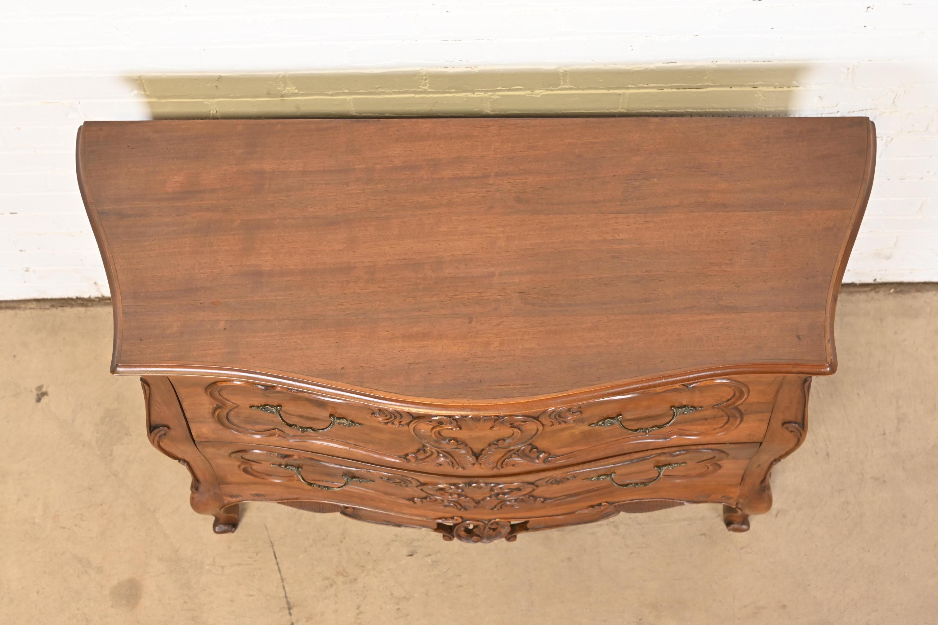 Italian Louis XV Carved Walnut Commode or Bombay Chest of Drawers For Sale 8