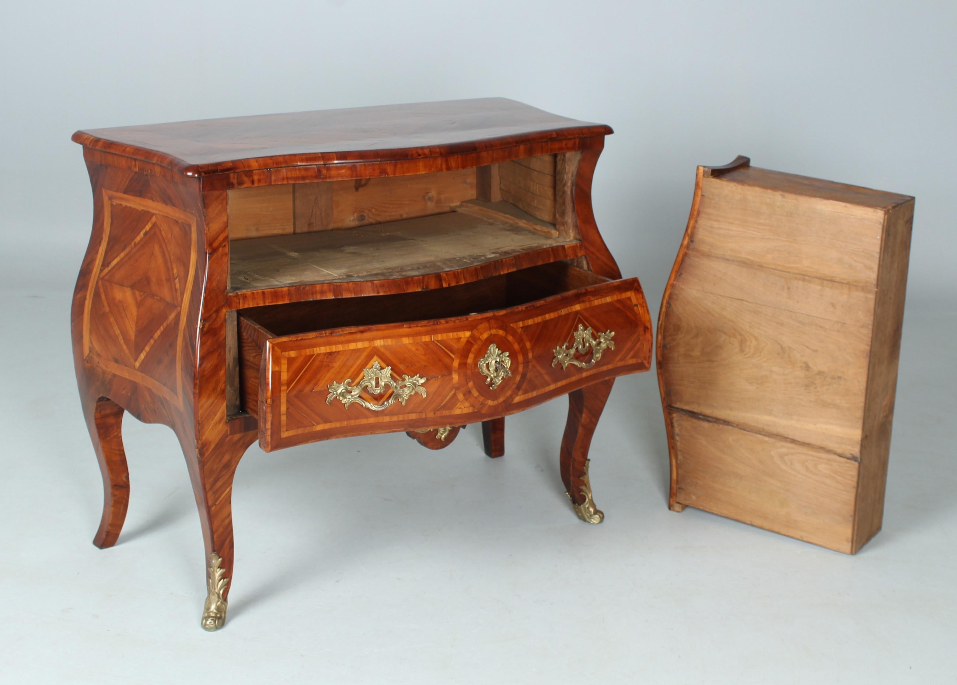 Marquetry Italian Louis XV Chest of Drawers, Naples, Mid-18th Century