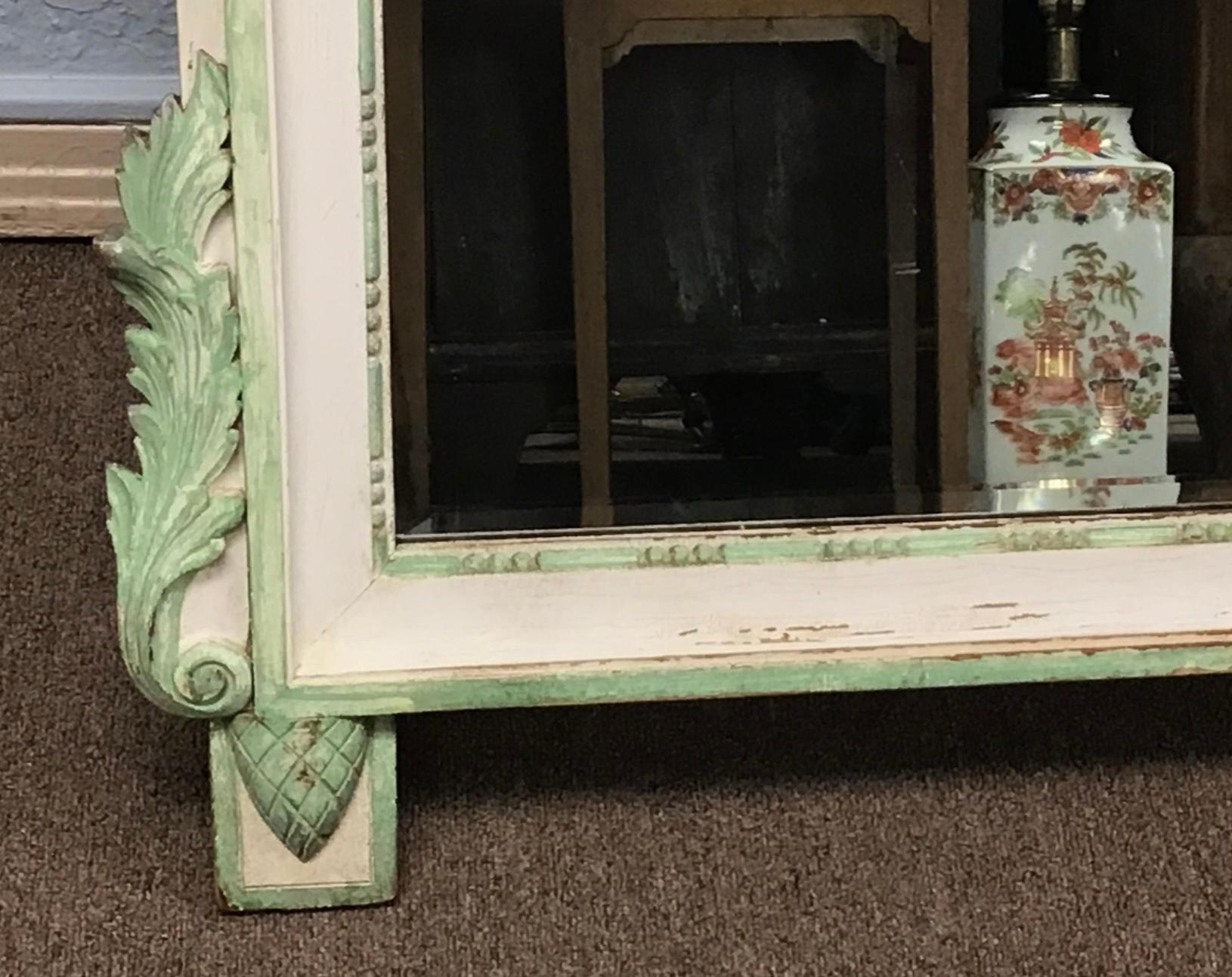 Wood Italian Louis XV Paint Decorated Neoclassical Style Mirror For Sale