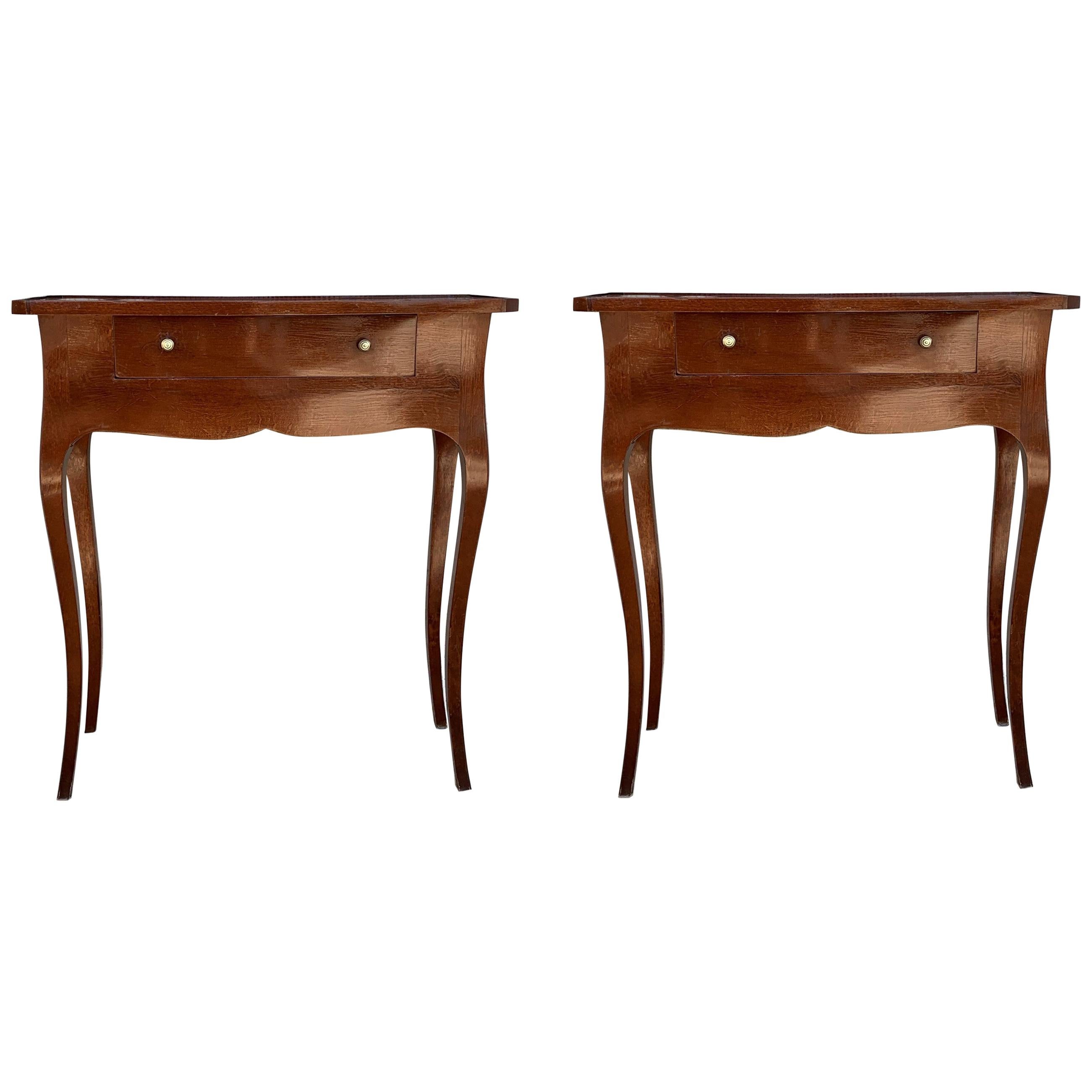 Italian Louis XV Style Cherry Pair of Nightstand or End Side Tables at 1stDibs
