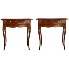 Italian Louis XV Style Cherry Pair of Nightstand or End Side Tables