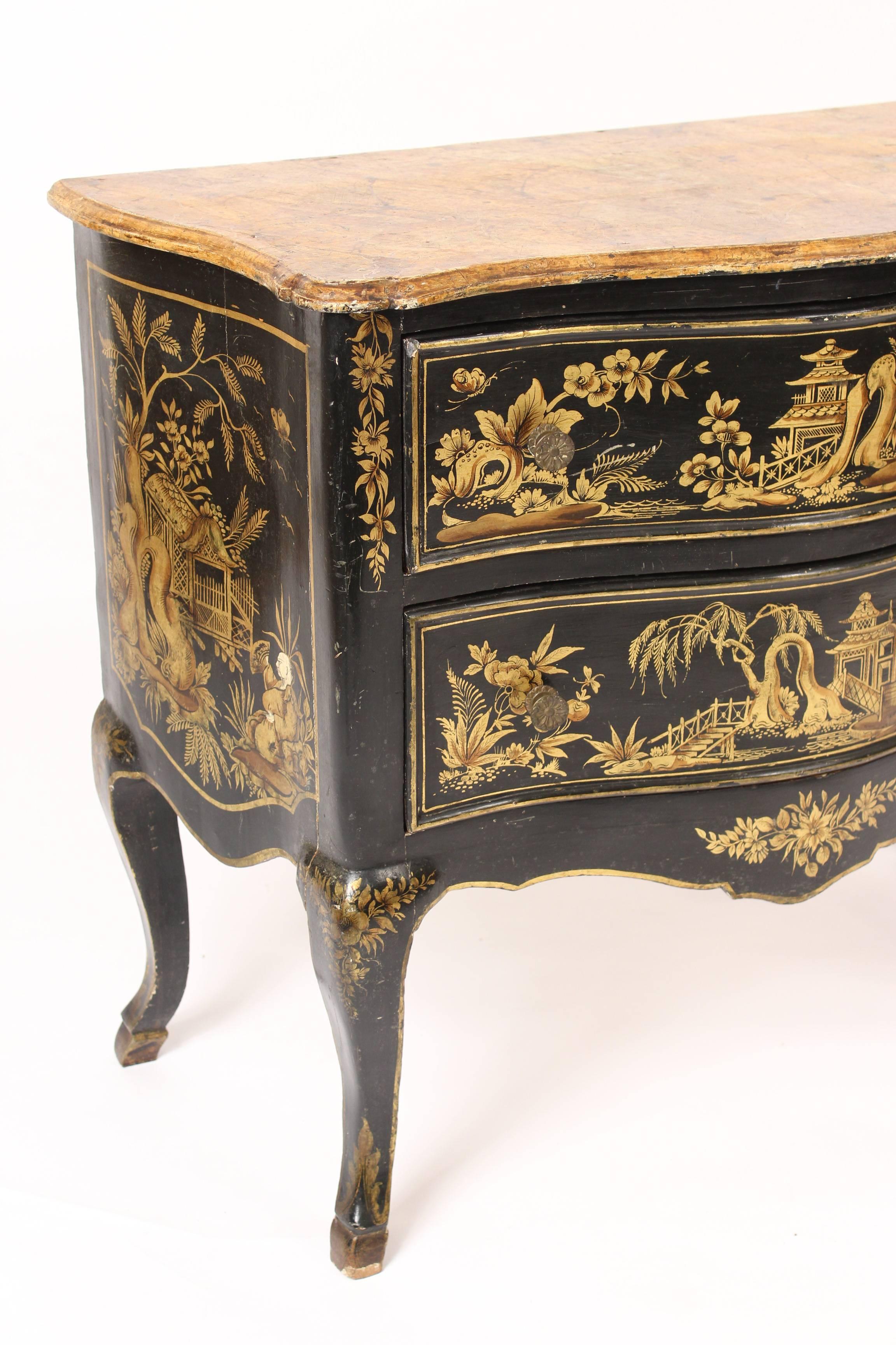 20th Century Italian Louis XV Style Chinoiserie Decorated Chest of Drawers