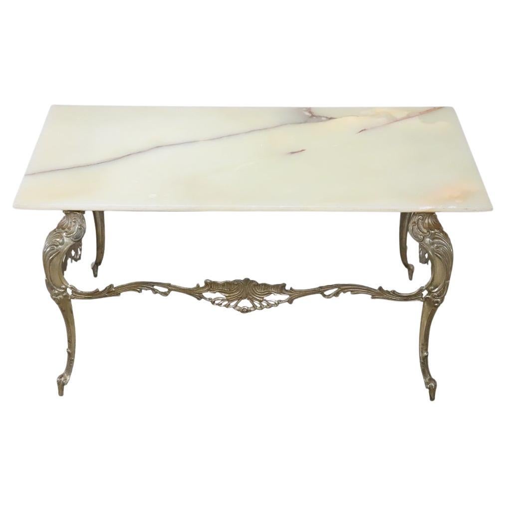 Italienischer Couchtisch im Louis-XV-Stil aus vergoldeter Bronze mit Onyxplatte