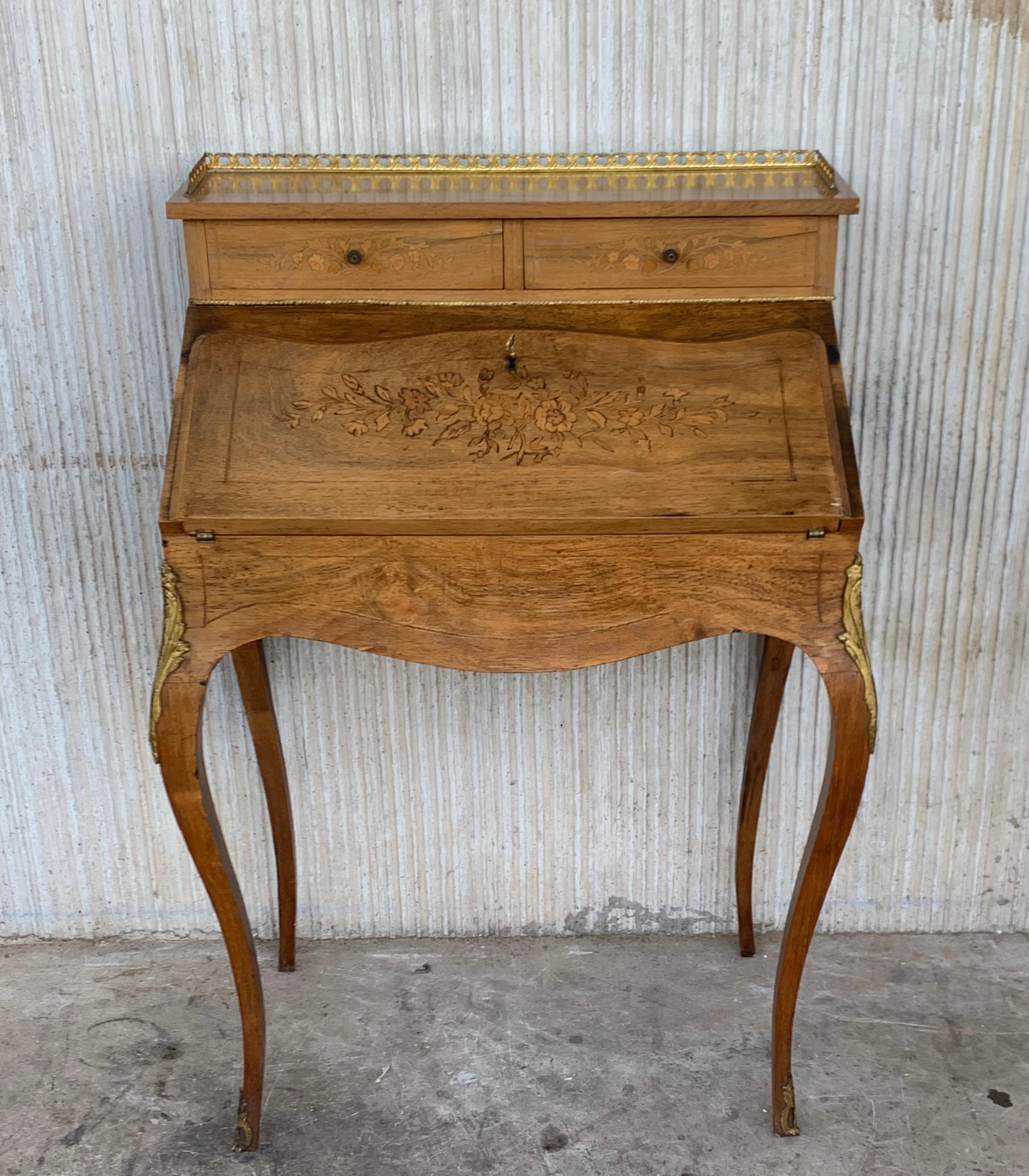 Italian Louis XV Style Folding Secretaire Desk with One Drawer, 1950 In Good Condition In Miami, FL
