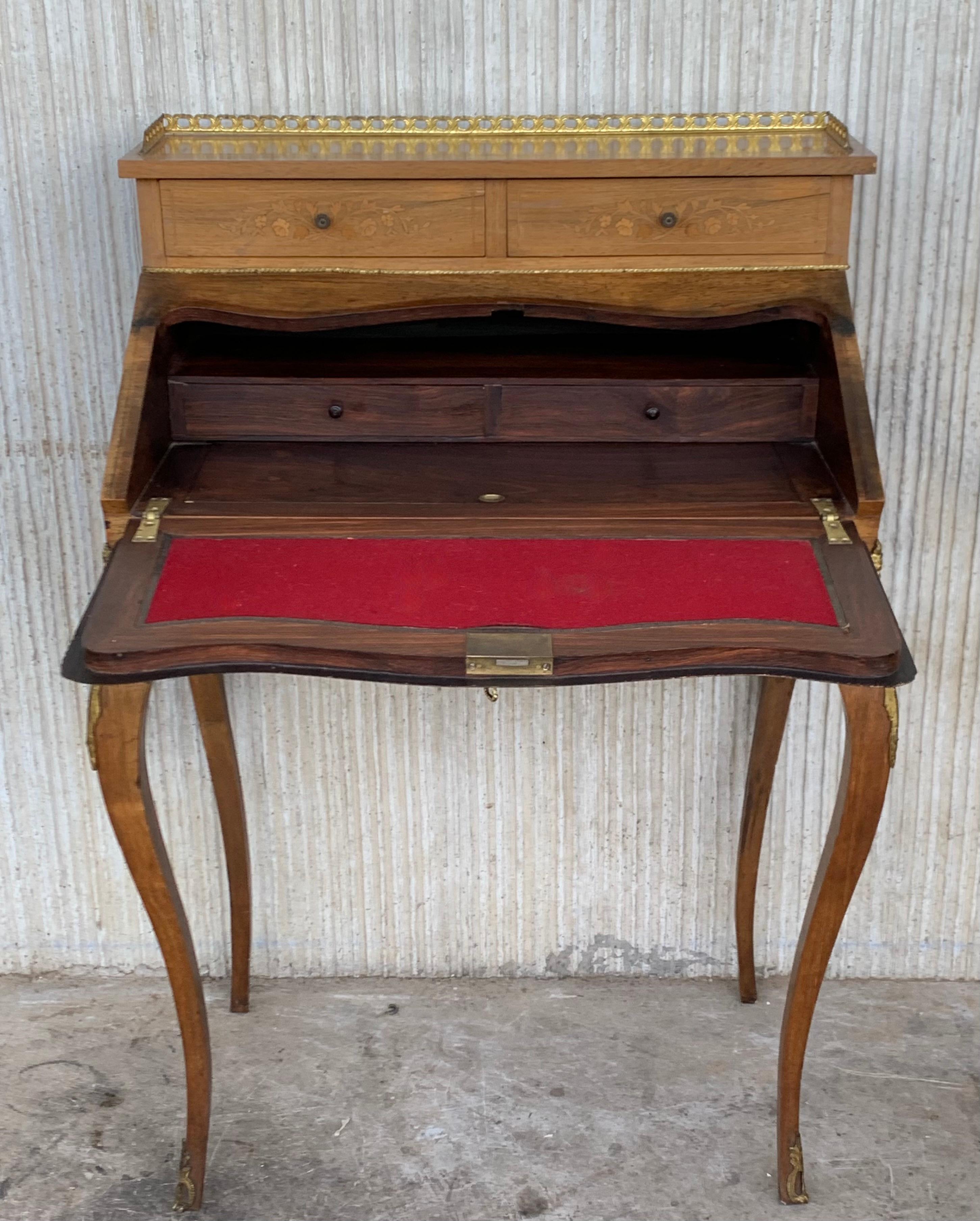 20th Century Italian Louis XV Style Folding Secretaire Desk with One Drawer, 1950