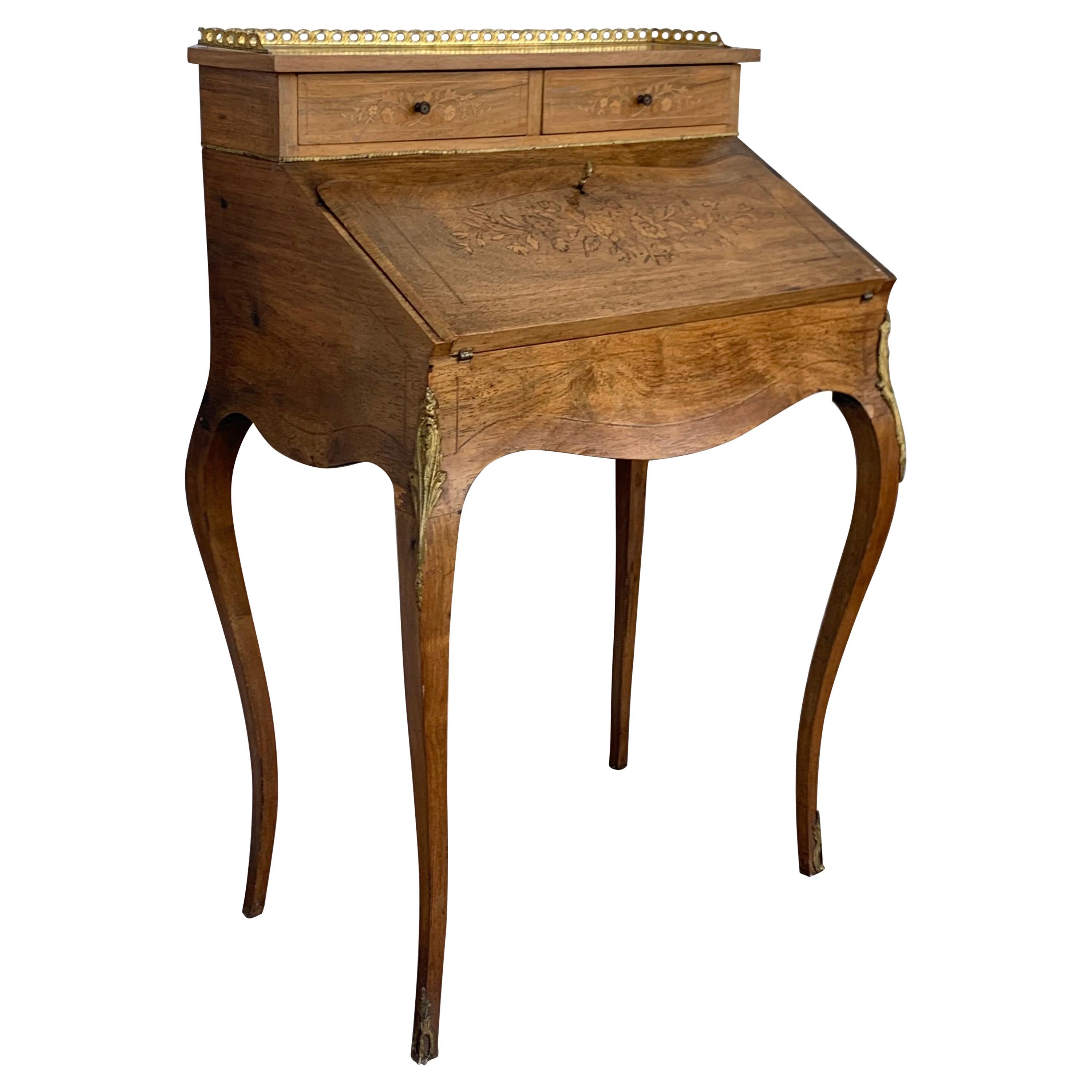 Italian Louis XV Style Folding Secretaire Desk with One Drawer, 1950