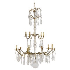 Antique Italian Louis XV Style Gilt Bronze and Glass Chandelier, Mid-19th Century