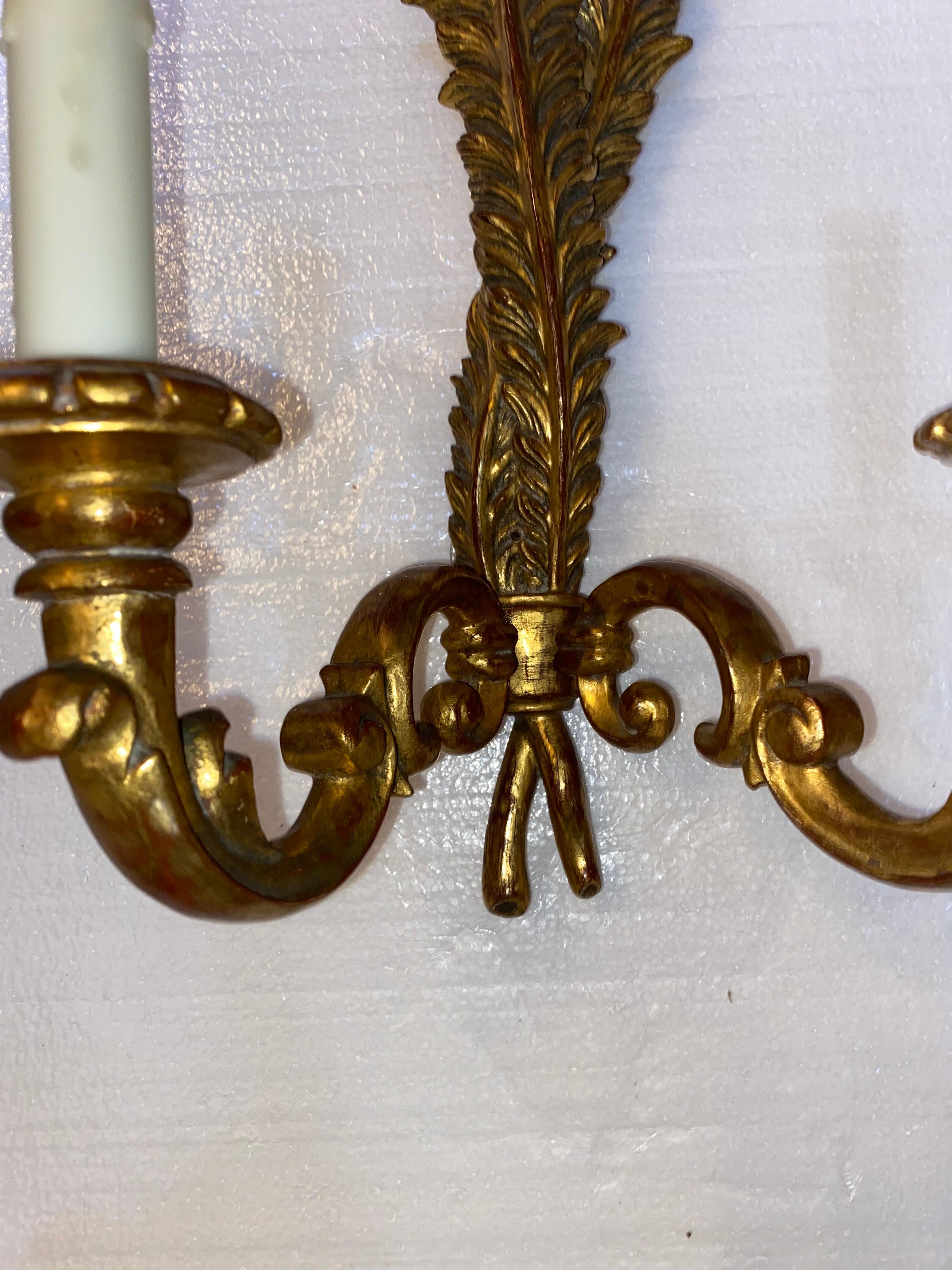 20th Century Italian Louis XV Style Giltwood 2-LT Sconces For Sale