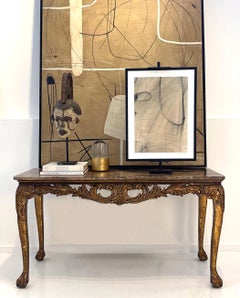 Italian Louis XV Style Giltwood Console Table with Emperador Marble Top