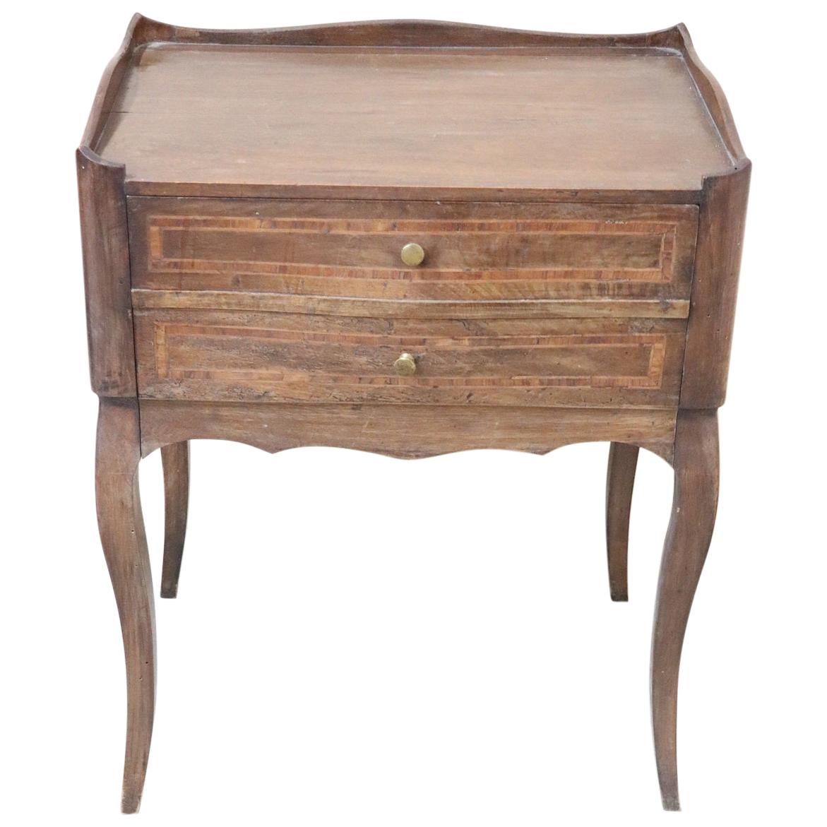Italian Louis XV Style Inlaid Walnut Side Table or Nightstand