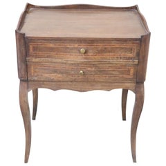 Antique Italian Louis XV Style Inlaid Walnut Side Table or Nightstand