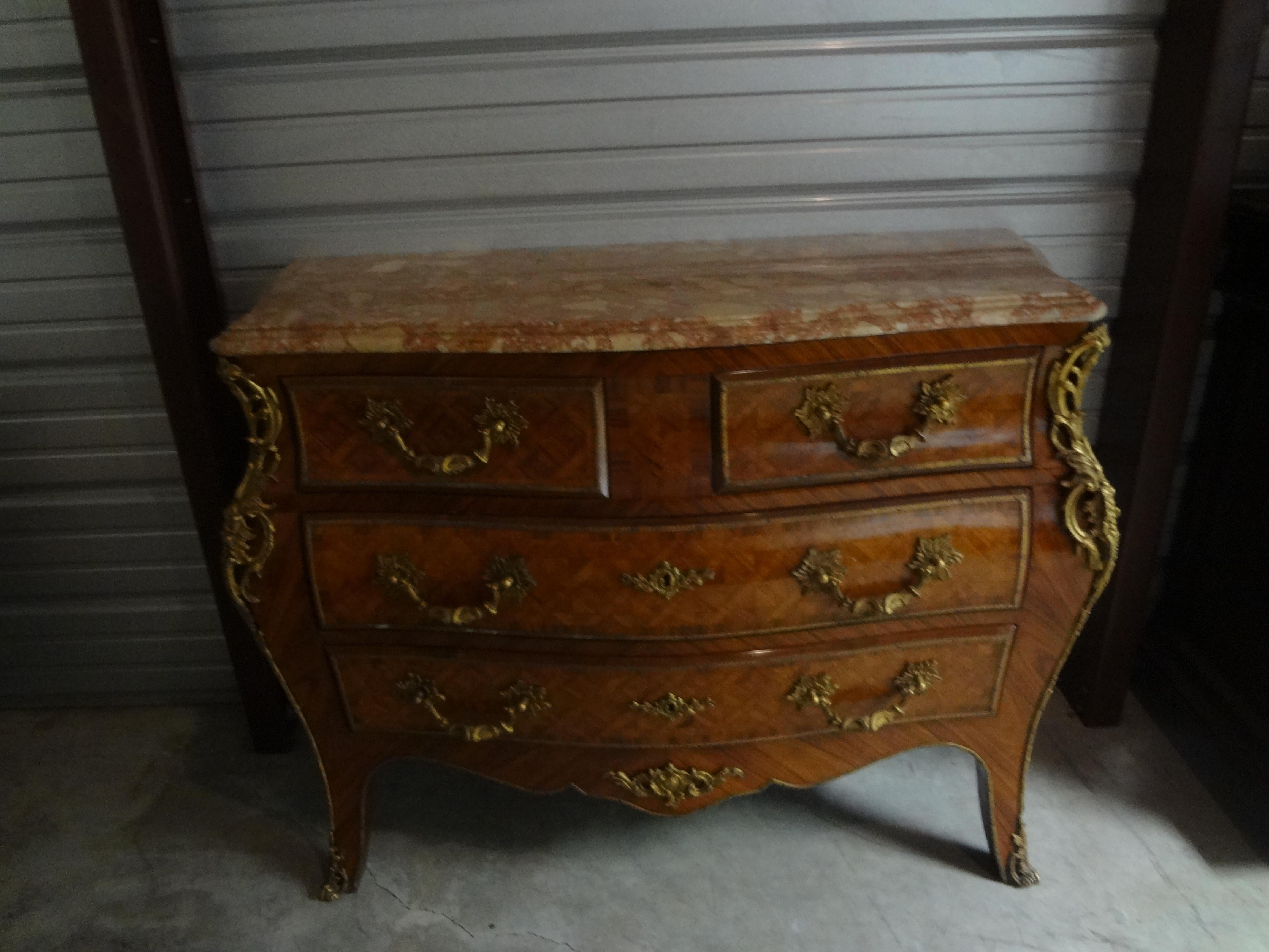 Late 19th Century Italian Louis XV Style Marquetry Commode or Chest