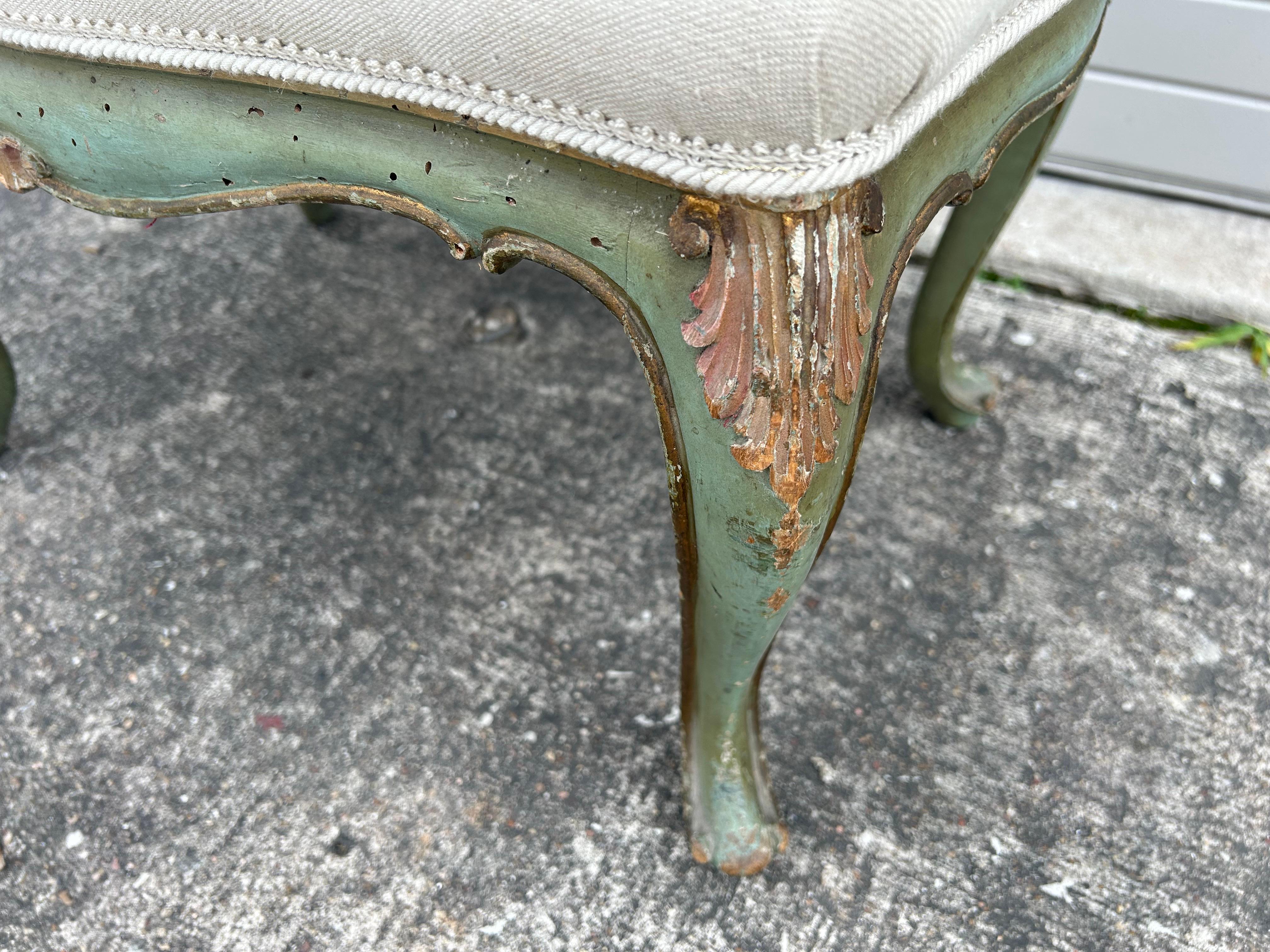 Fabric Italian Louis XV Style Painted And Gilt Bench For Sale