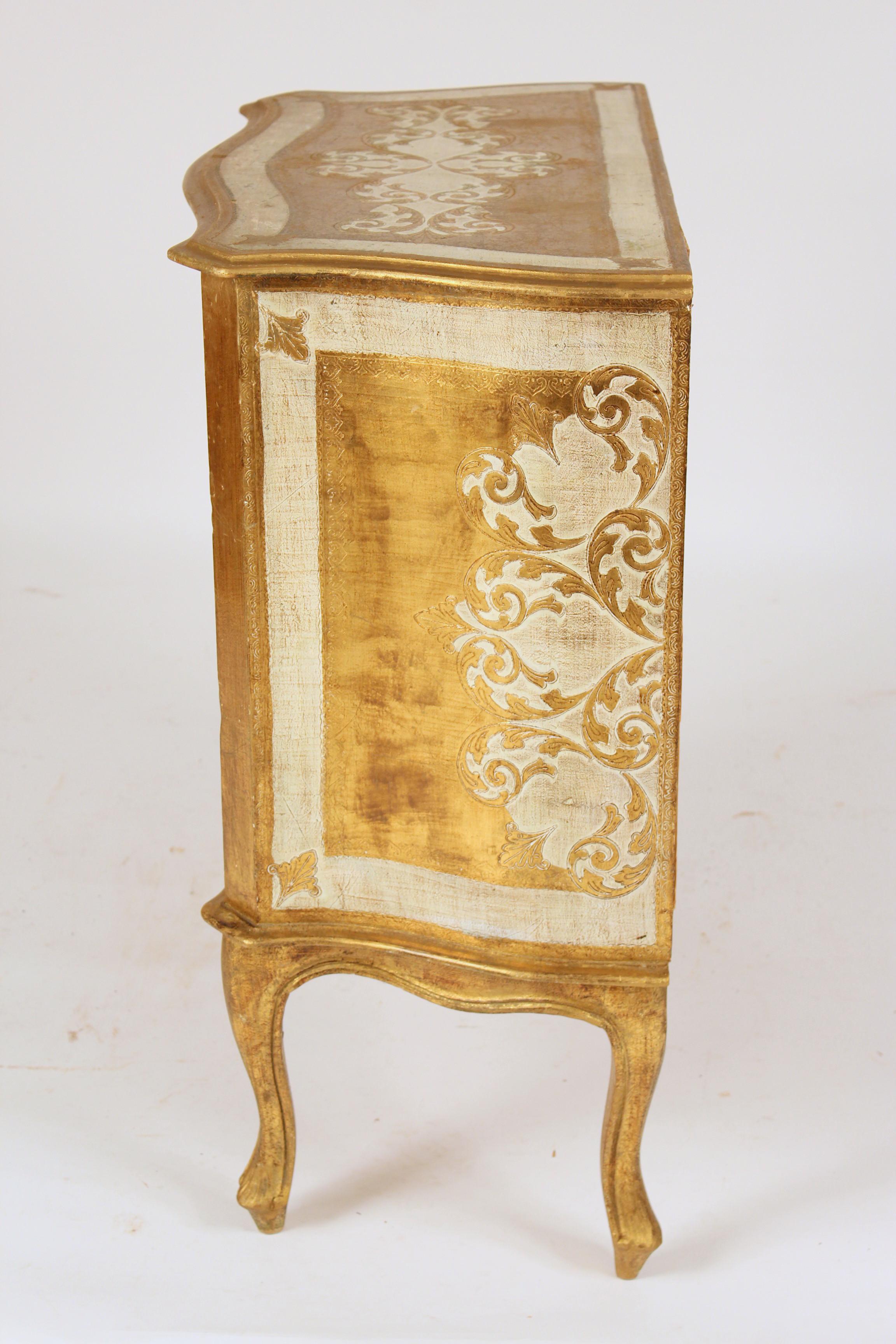 Mid-20th Century Italian Louis XV Style Painted and Gilt Decorated Chest of Drawers