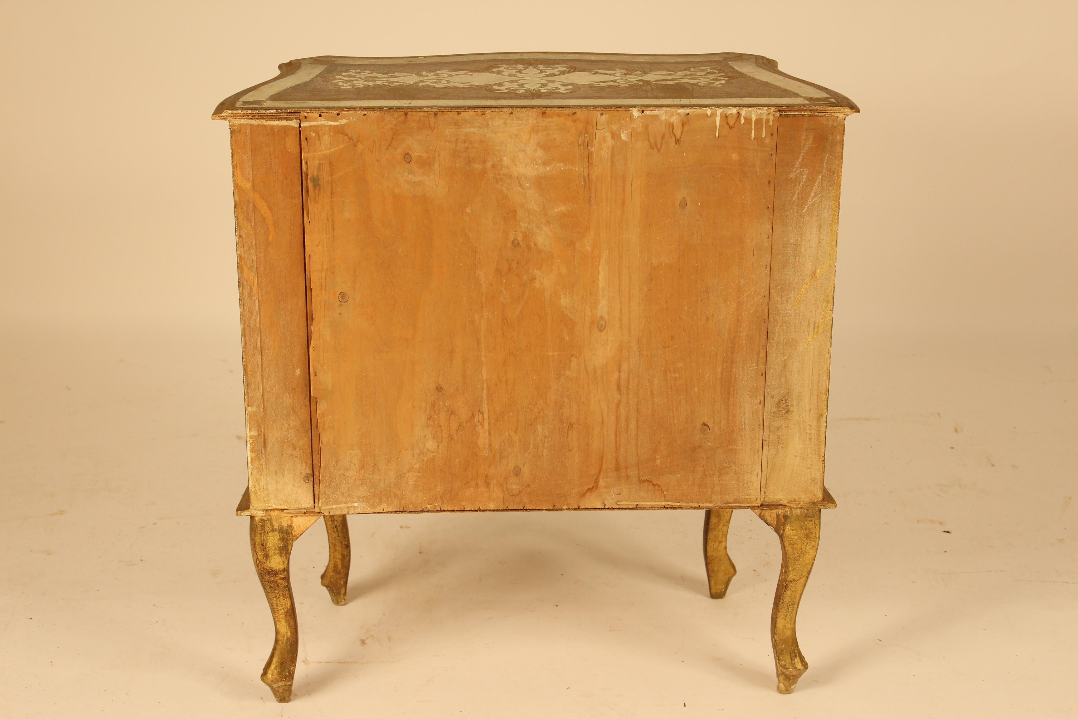 Italian Louis XV Style Painted and Gilt Decorated Chest of Drawers 4