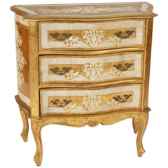Italian Louis XV Style Painted and Gilt Decorated Chest of Drawers