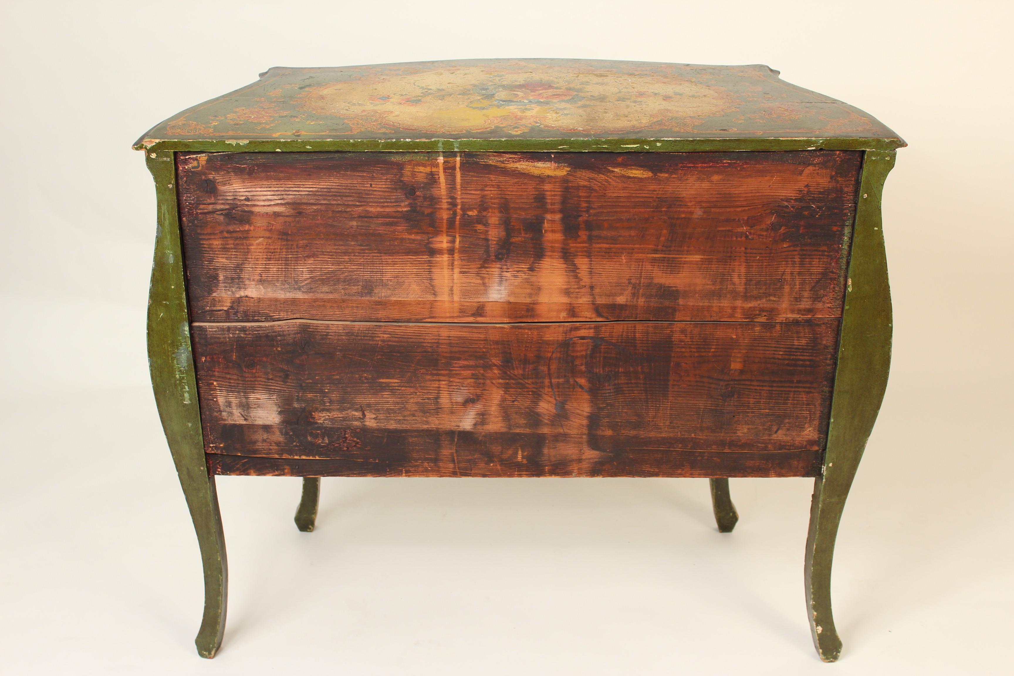 Italian Louis XV Style Painted Bombe Commode 5