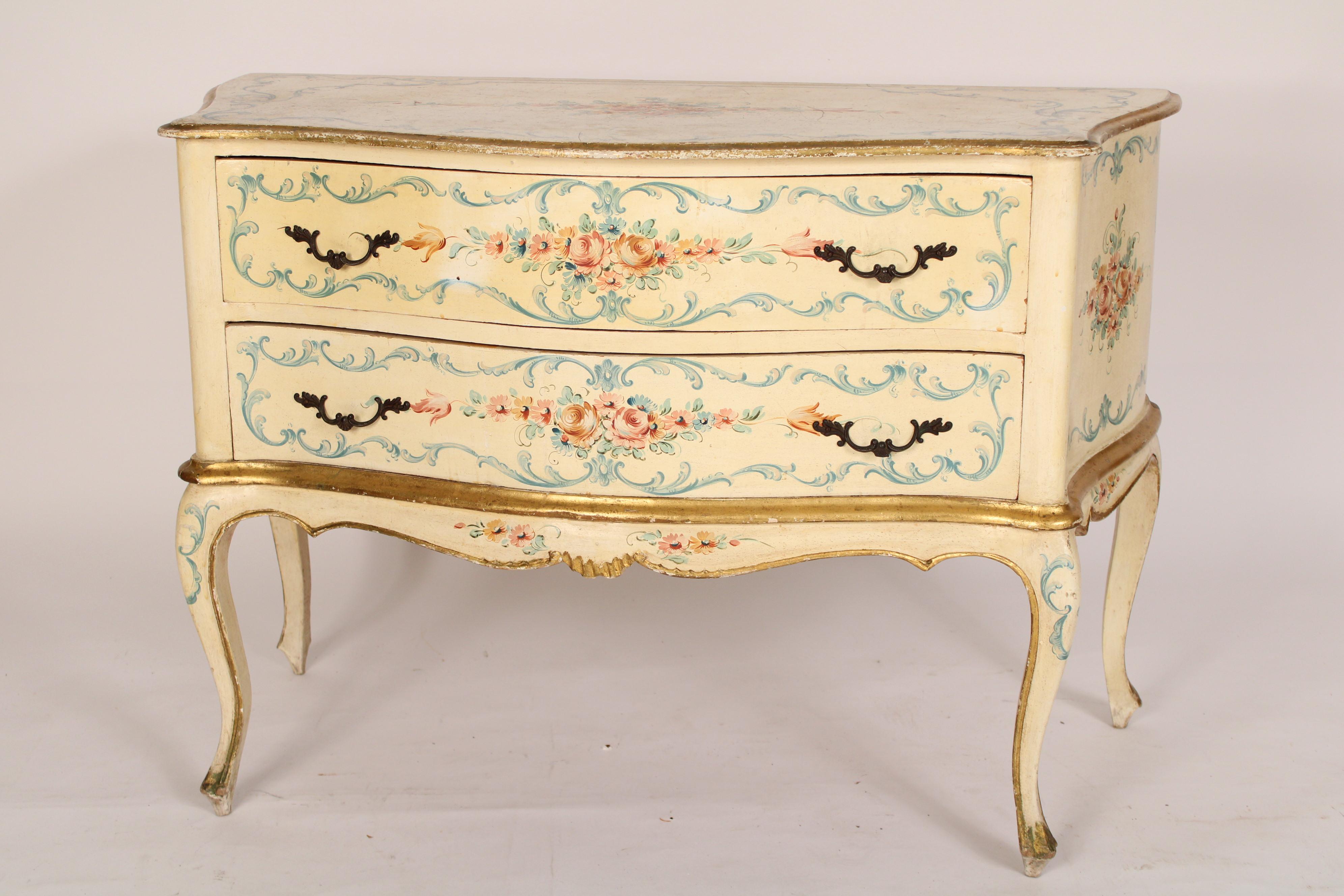 Italian Louis XV Style Painted Chest of Drawers In Good Condition In Laguna Beach, CA