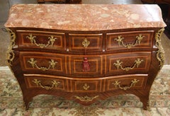 Italian Louis XV Style Rosewood Marble Top Chest of Drawers Dresser Commode