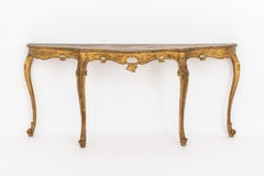 Italian Louis XV Style Serpentine-Form Top Giltwood Console Table