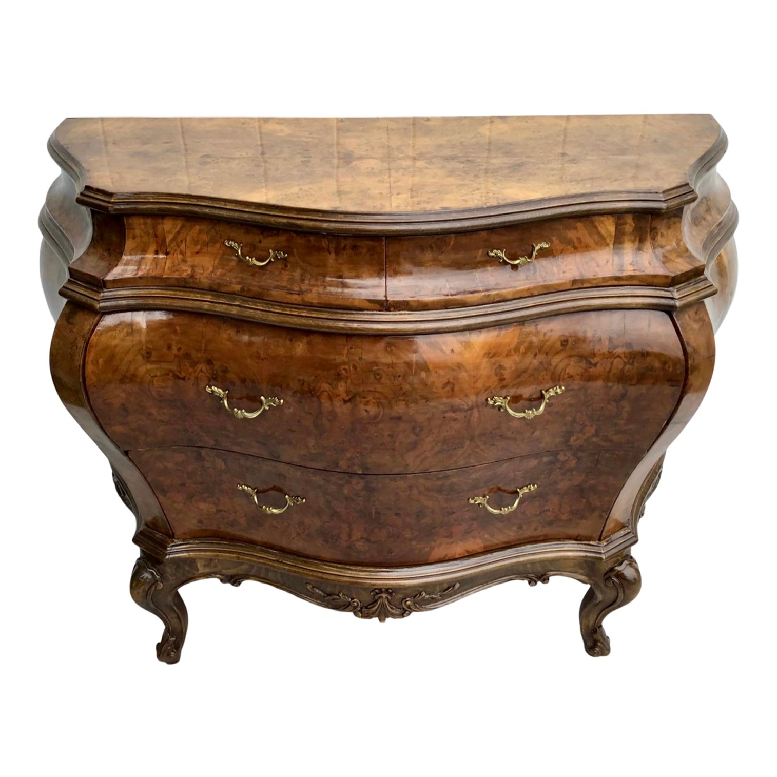 Italian Louis XV-Style Venetian Burl Veneer Bombay Chest