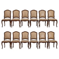 Italian Louis XV Style Walnut Dining Chairs, 12