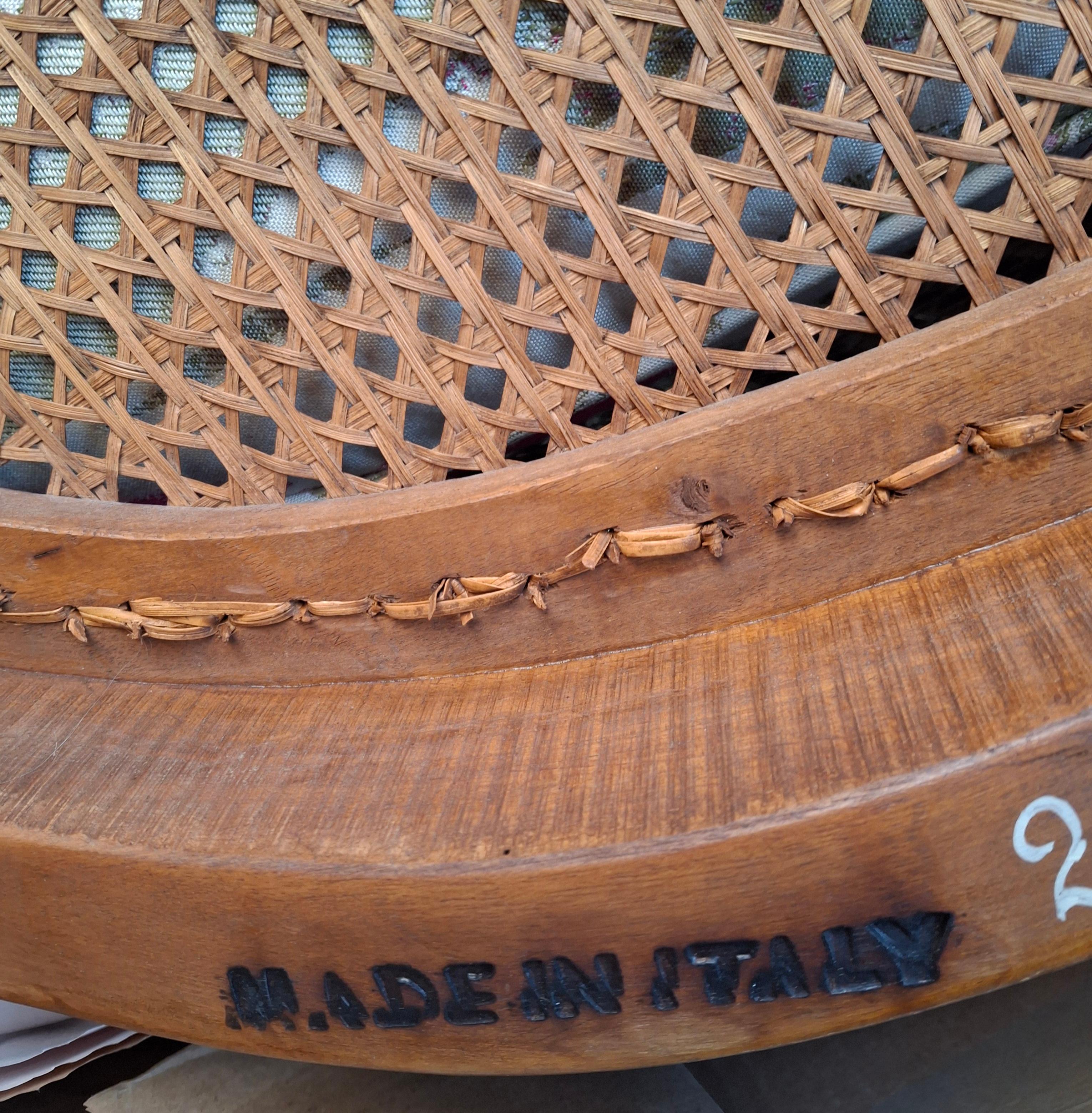 Italian Louis XV Style Walnut Double Wall Caned and Upholstered Bergère Armchair im Angebot 9