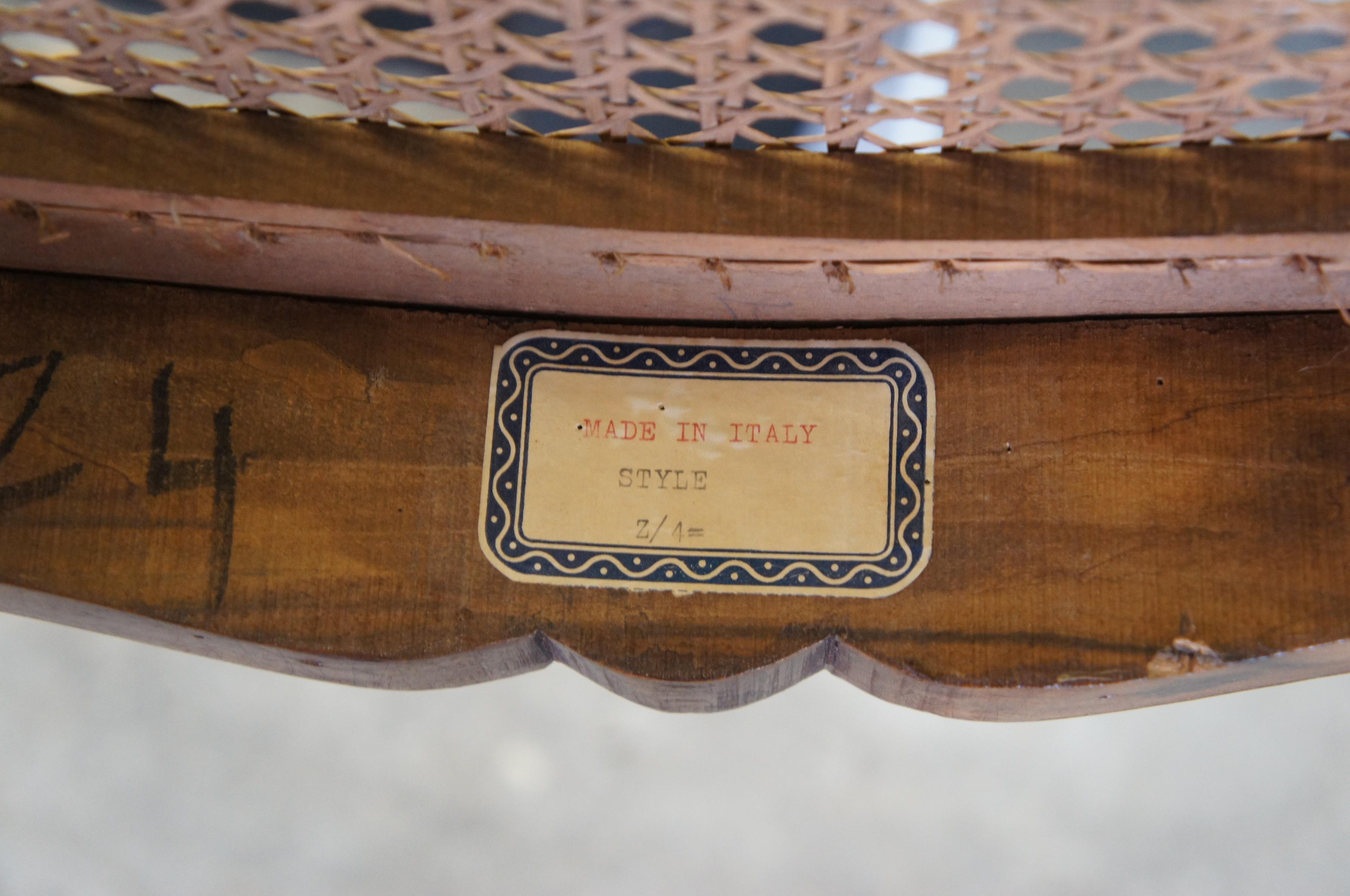Italian Louis XV Walnut Caned Serpentine Pouf Bench Seat Foot Stool Ottoman 6
