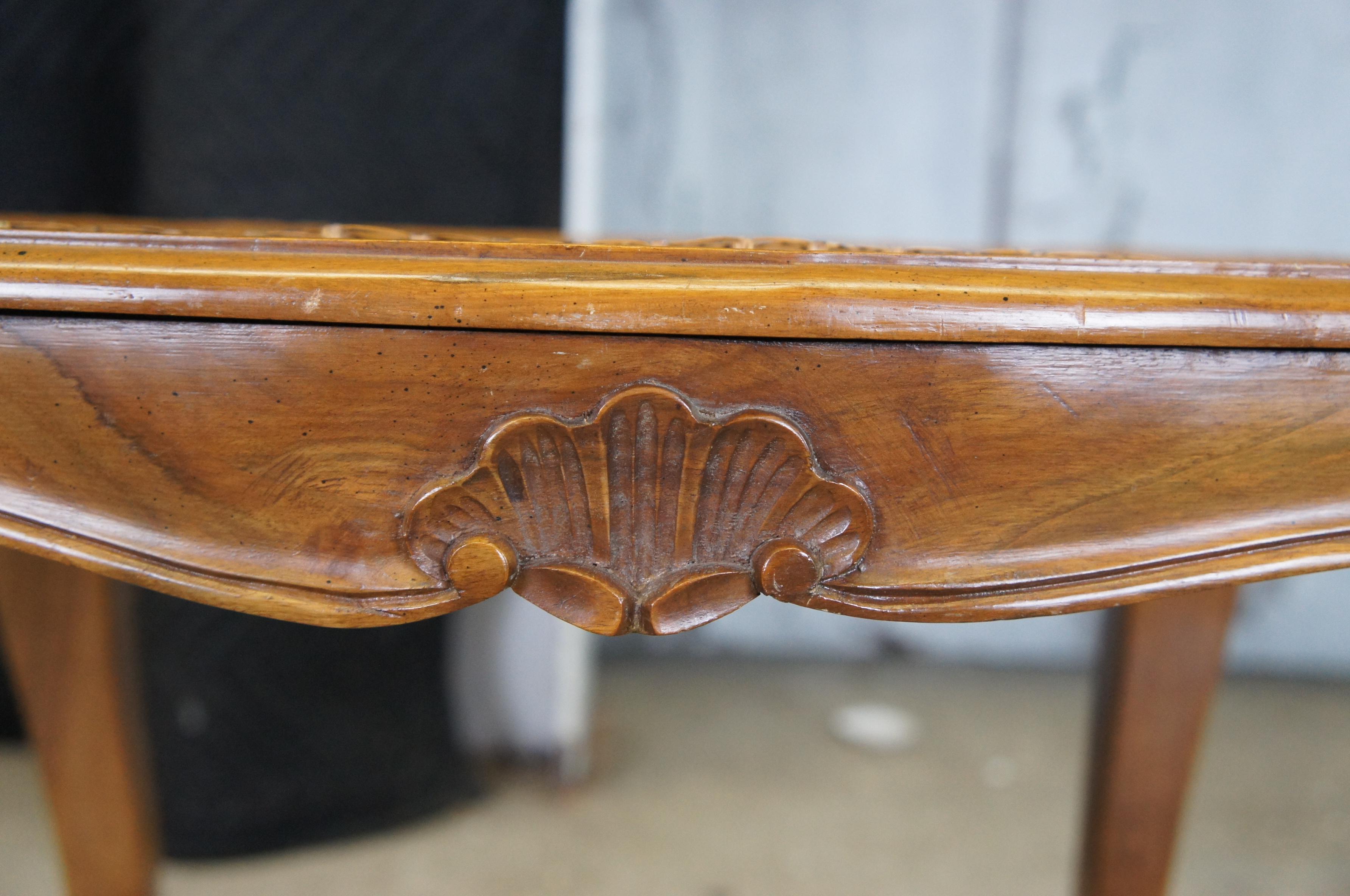 Italian Louis XV Walnut Caned Serpentine Pouf Bench Seat Foot Stool Ottoman 3