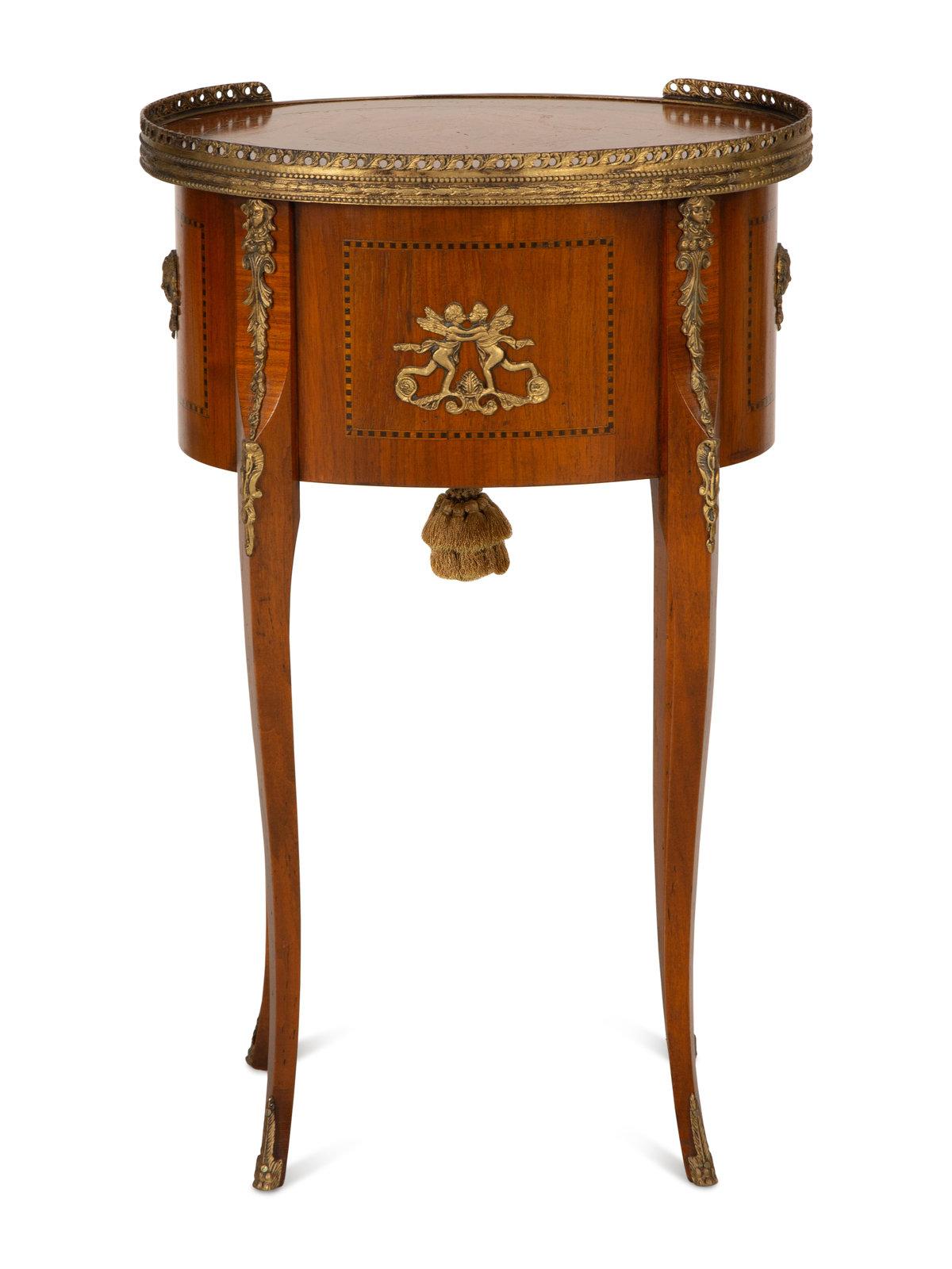 Italian Louis XV/XVI Style Gilt Metal Fruitwood Side Table, 20th Century In Good Condition In Savannah, GA
