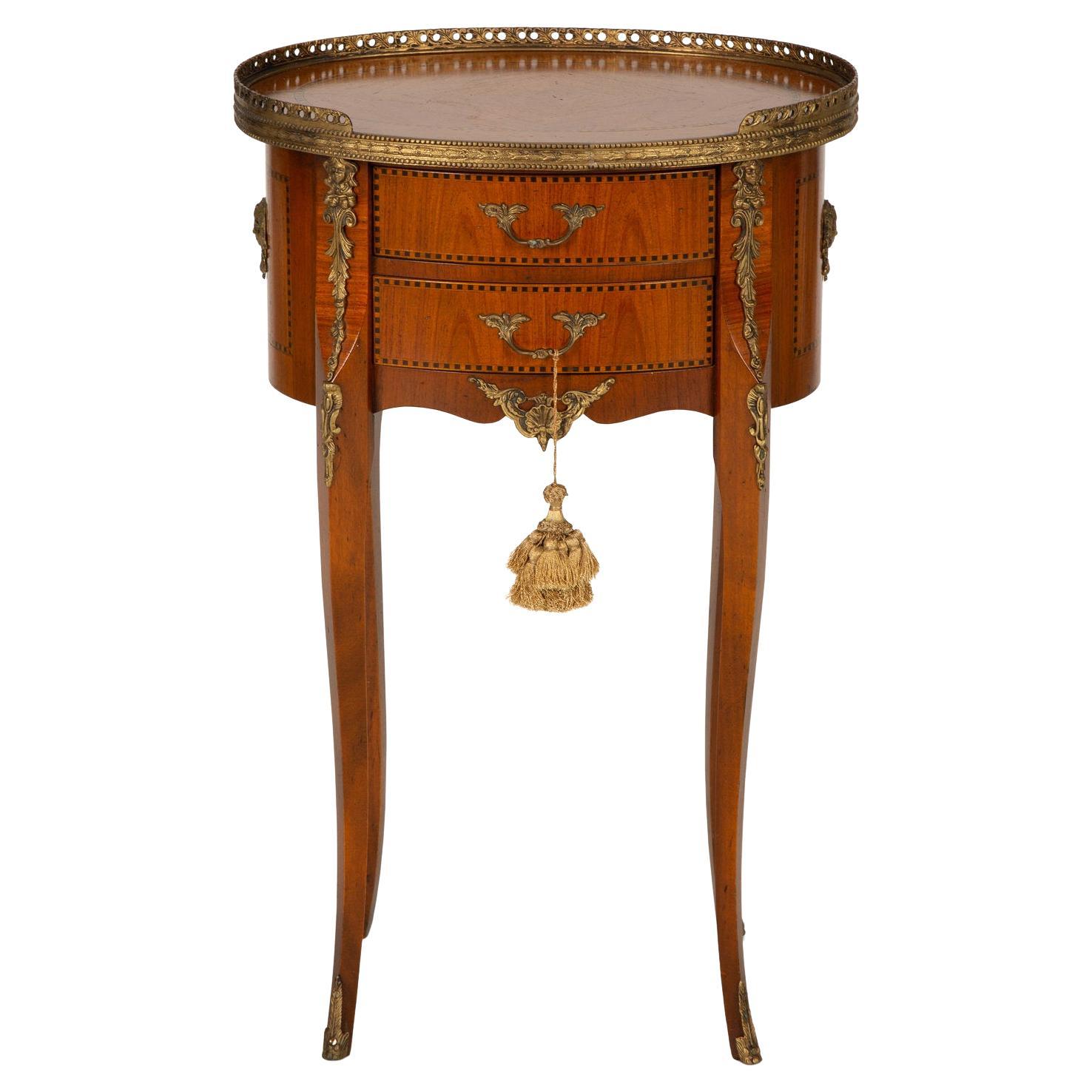 Italian Louis XV/XVI Style Gilt Metal Fruitwood Side Table, 20th Century